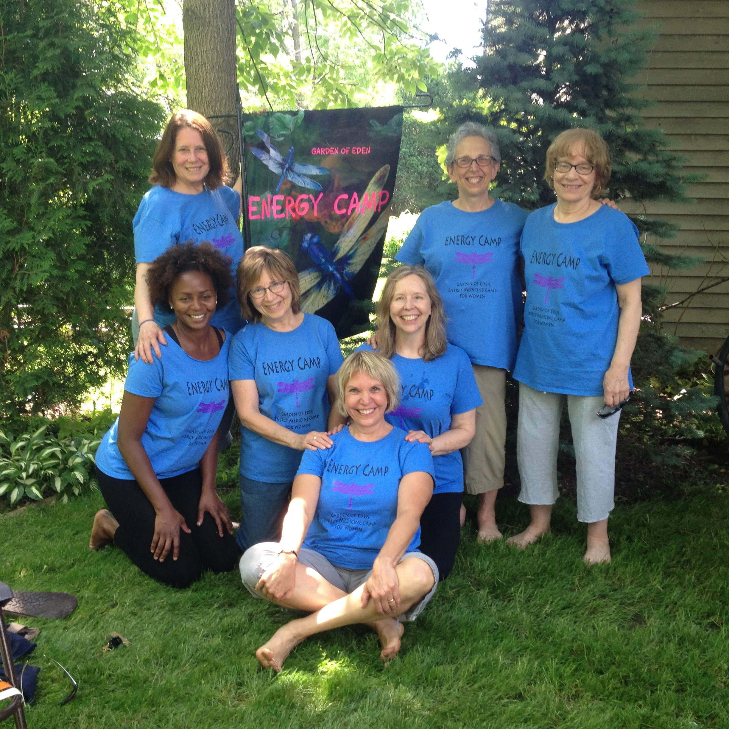 Posing by our new camp FLAG