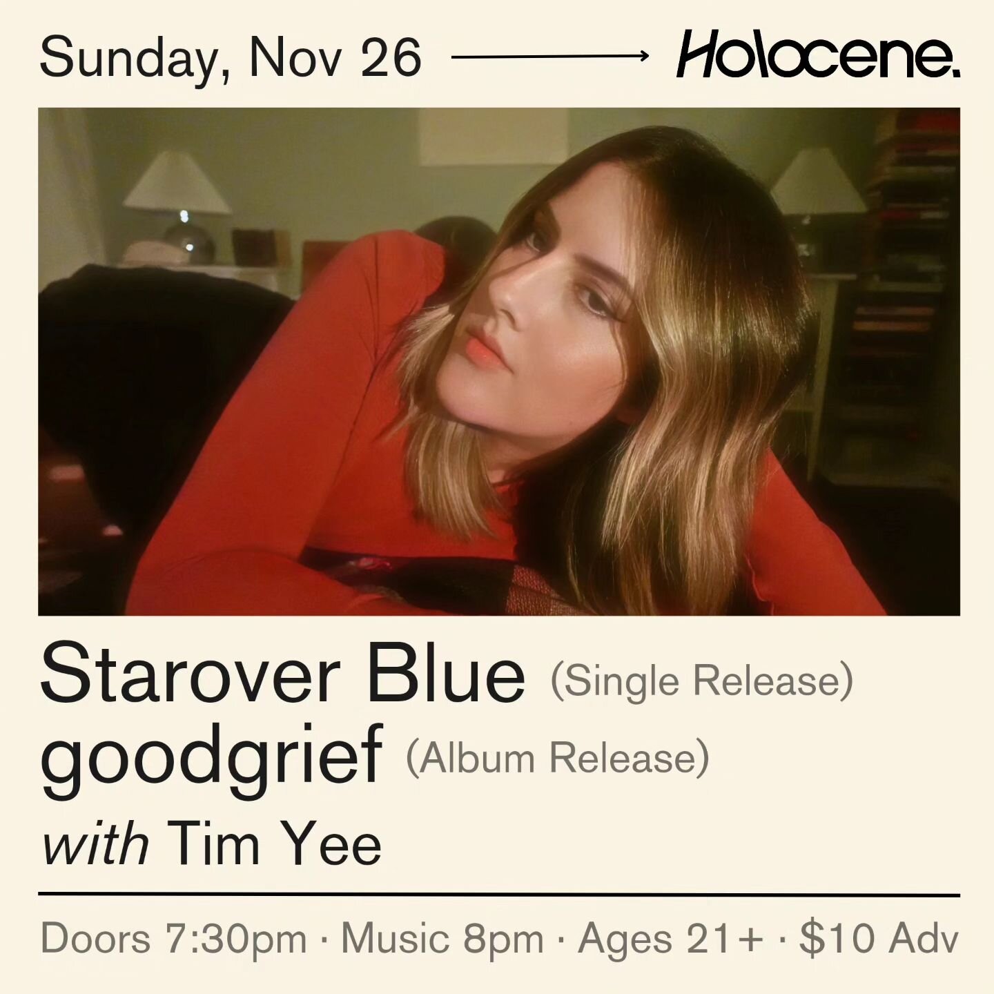 JUST ANNOUNCED: our final show of the year is sunday, november 26 at @holoceneportland.

we'll be celebrating a new single, joined by our friends @goodgriefpop + the wonderful @tim_yeeyee 🖤

mark your calendar and come party with us!
.
.
.
.
.
#port