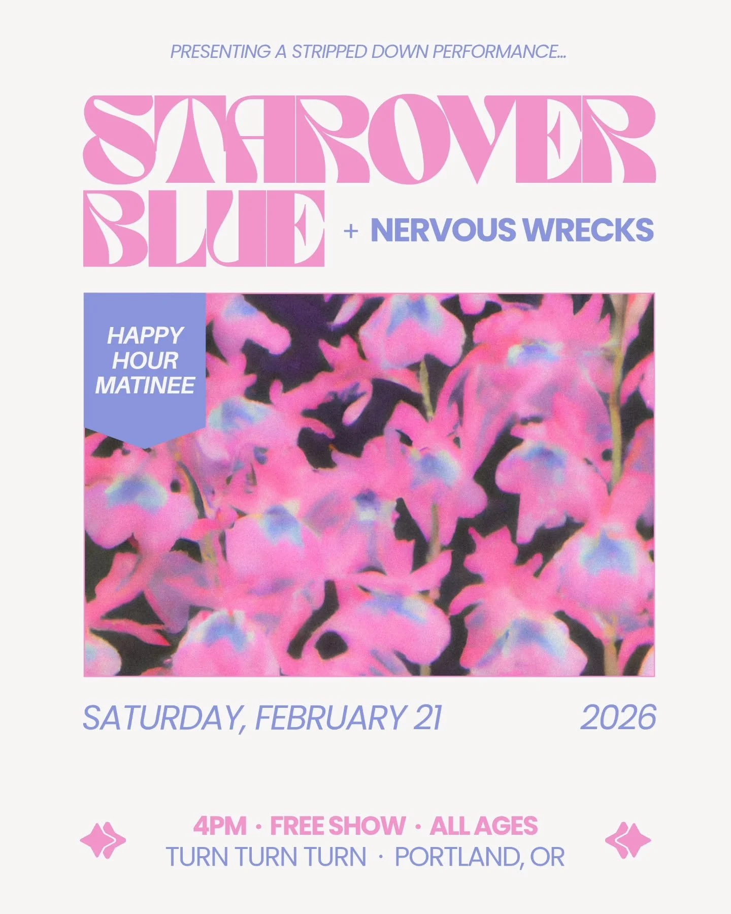 Happy Saturday! 🌸 Two weeks from today we're giving a special stripped down performance at @turnturnturnpdx with an opening set by our very own @nervouswrecksband!

FREE, ALL AGES, EARLY START!

Doors at 4pm, music at 4:30. 

Hope you'll join us for