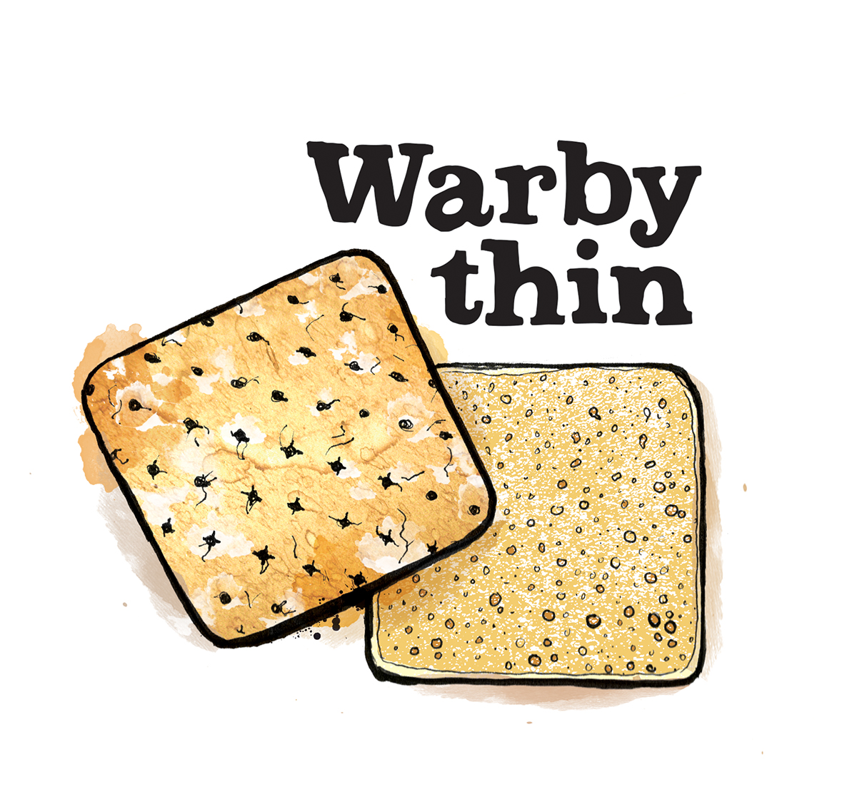 warby thin illustration, food illustration