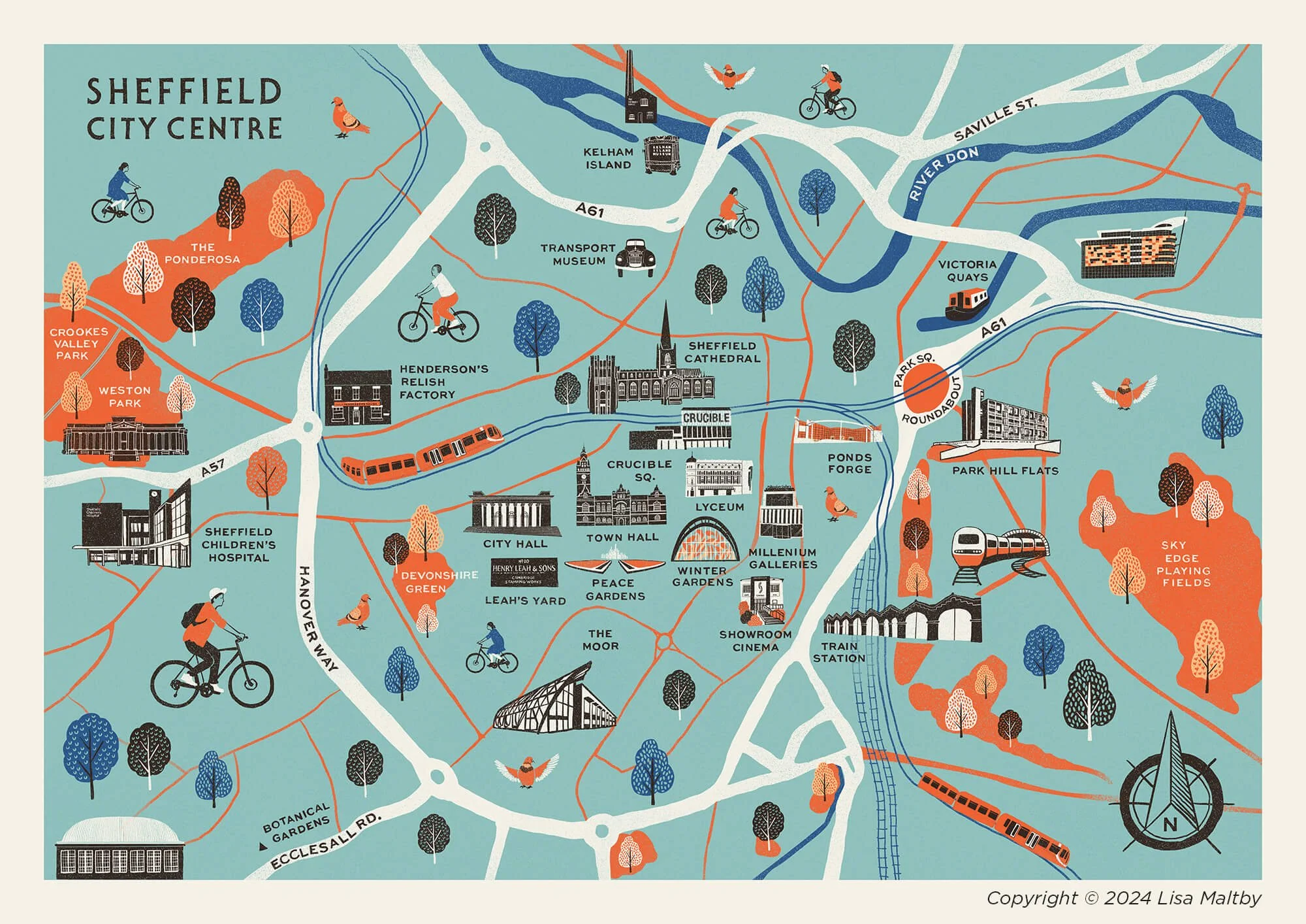 Map Illustration Of Sheffield City Centre Map Illustrator Lisa 