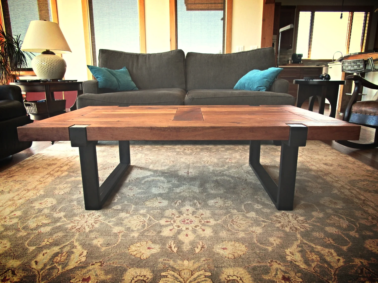 RECLAIMED DOOR &amp; STEEL COFFEE TABLE