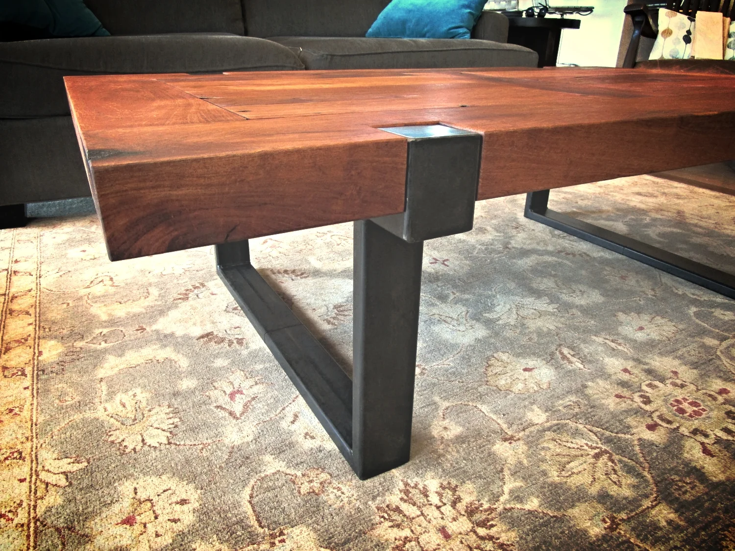 RECLAIMED DOOR &amp; STEEL COFFEE TABLE