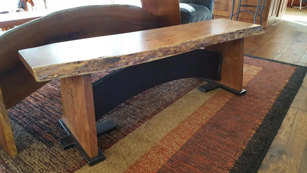 RECLAIMED TEXAS MESQUITE BENCH WITH STEEL