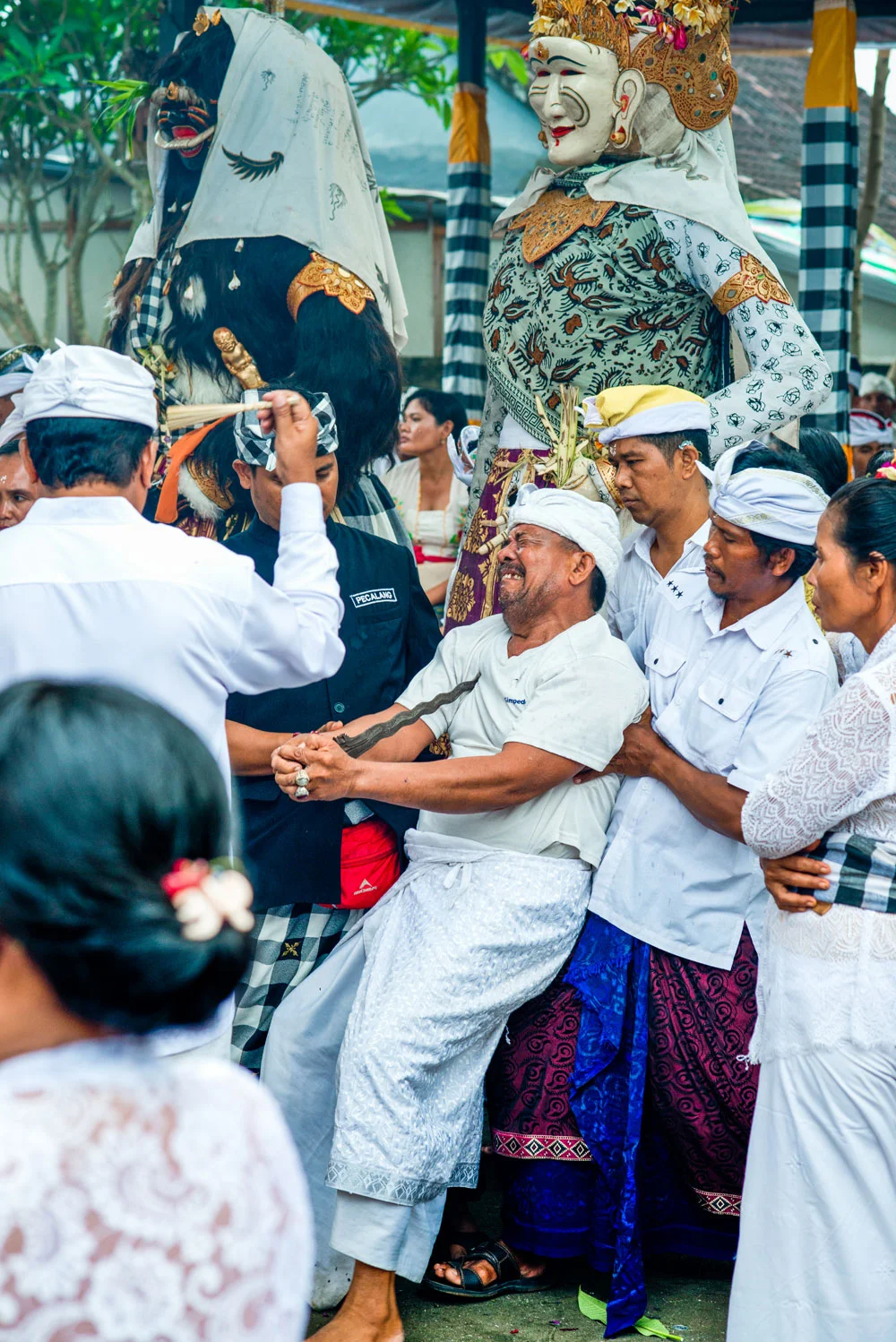 The Barong beast and Gwan Yin effigies overlooking the Ngeruk ritual