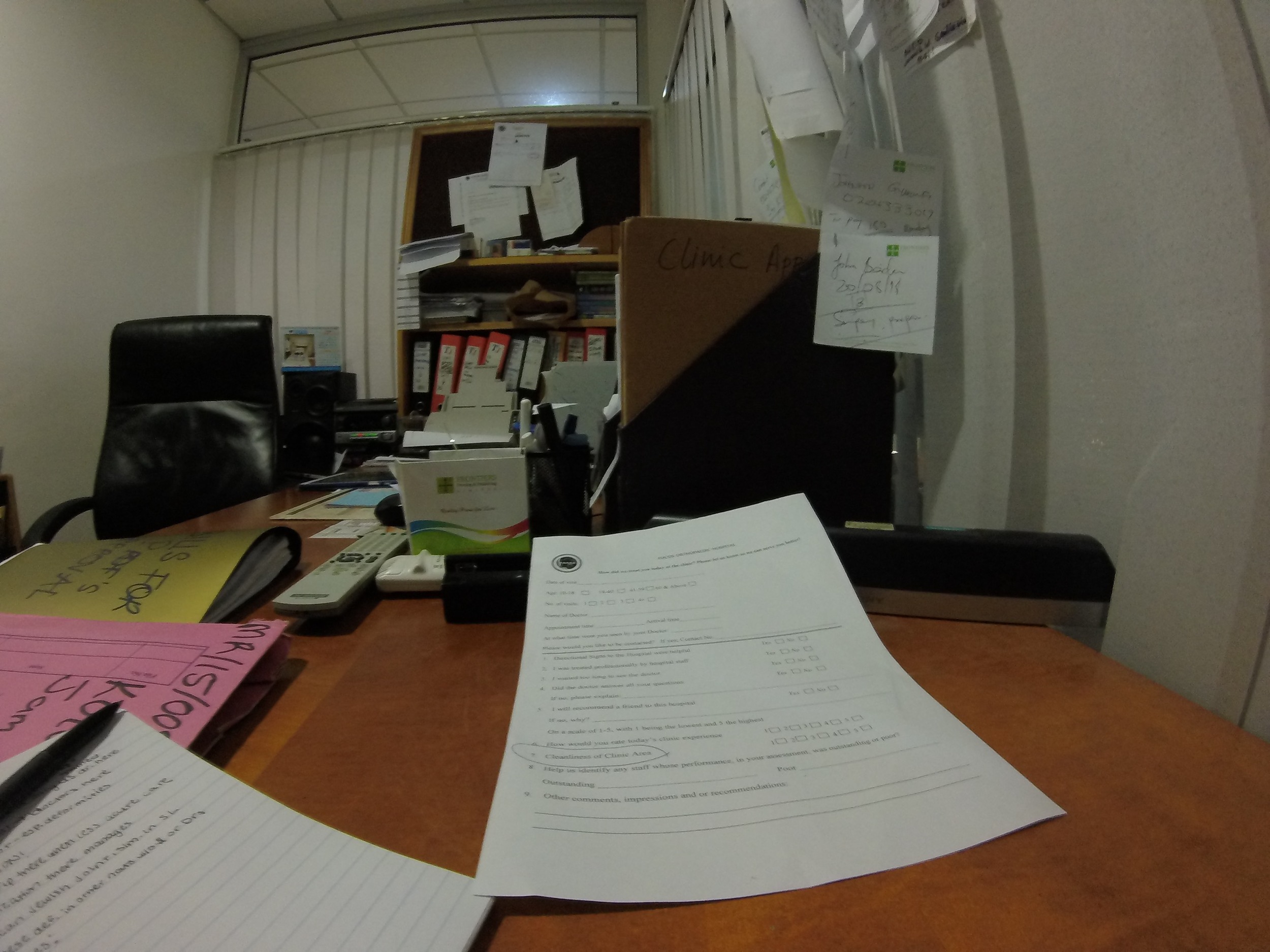 Hanging in Justice's office, filled with lots of surveys and even more bills. 