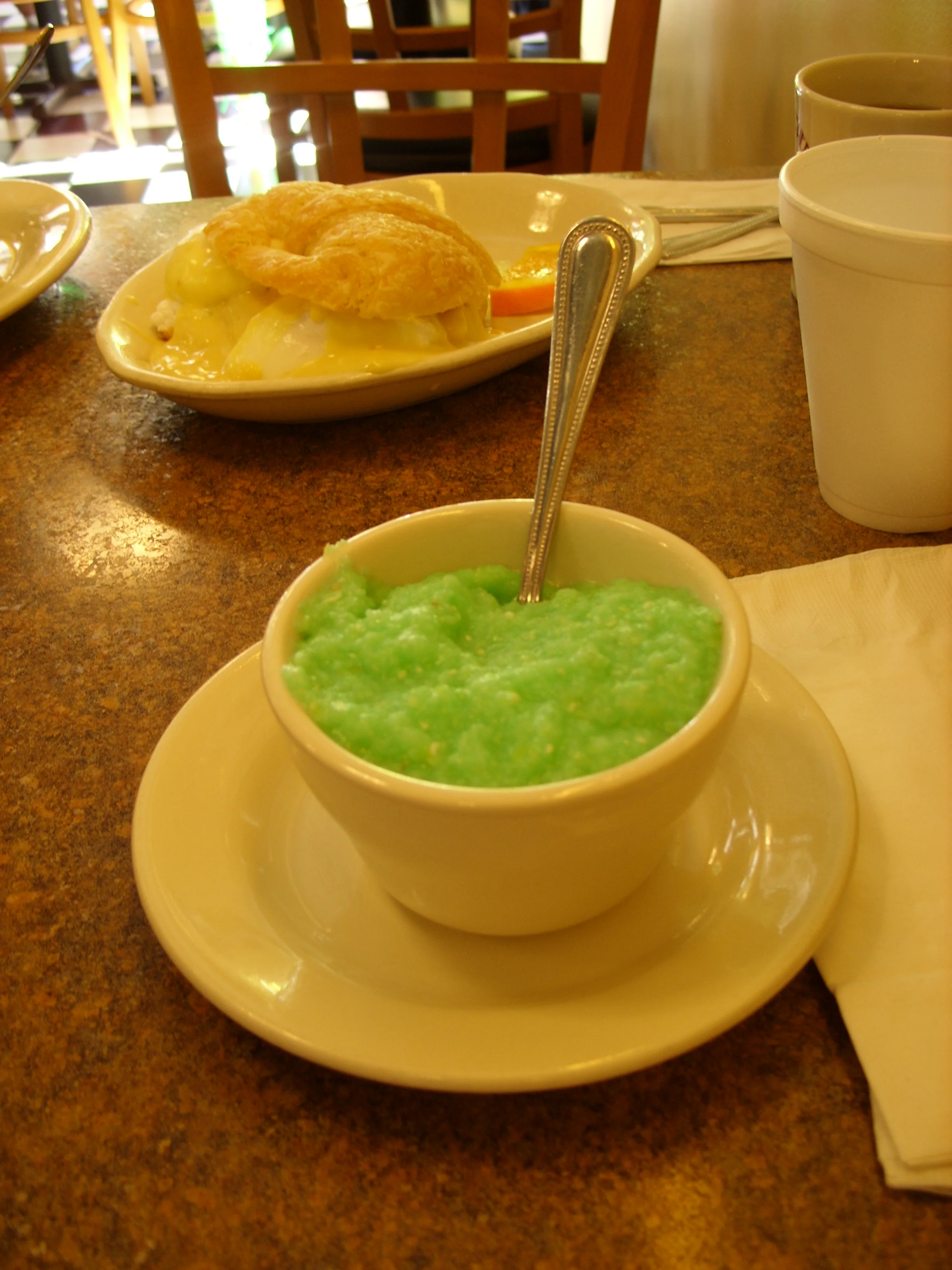  Green grits at Goosefeathers as a post-parade treat 