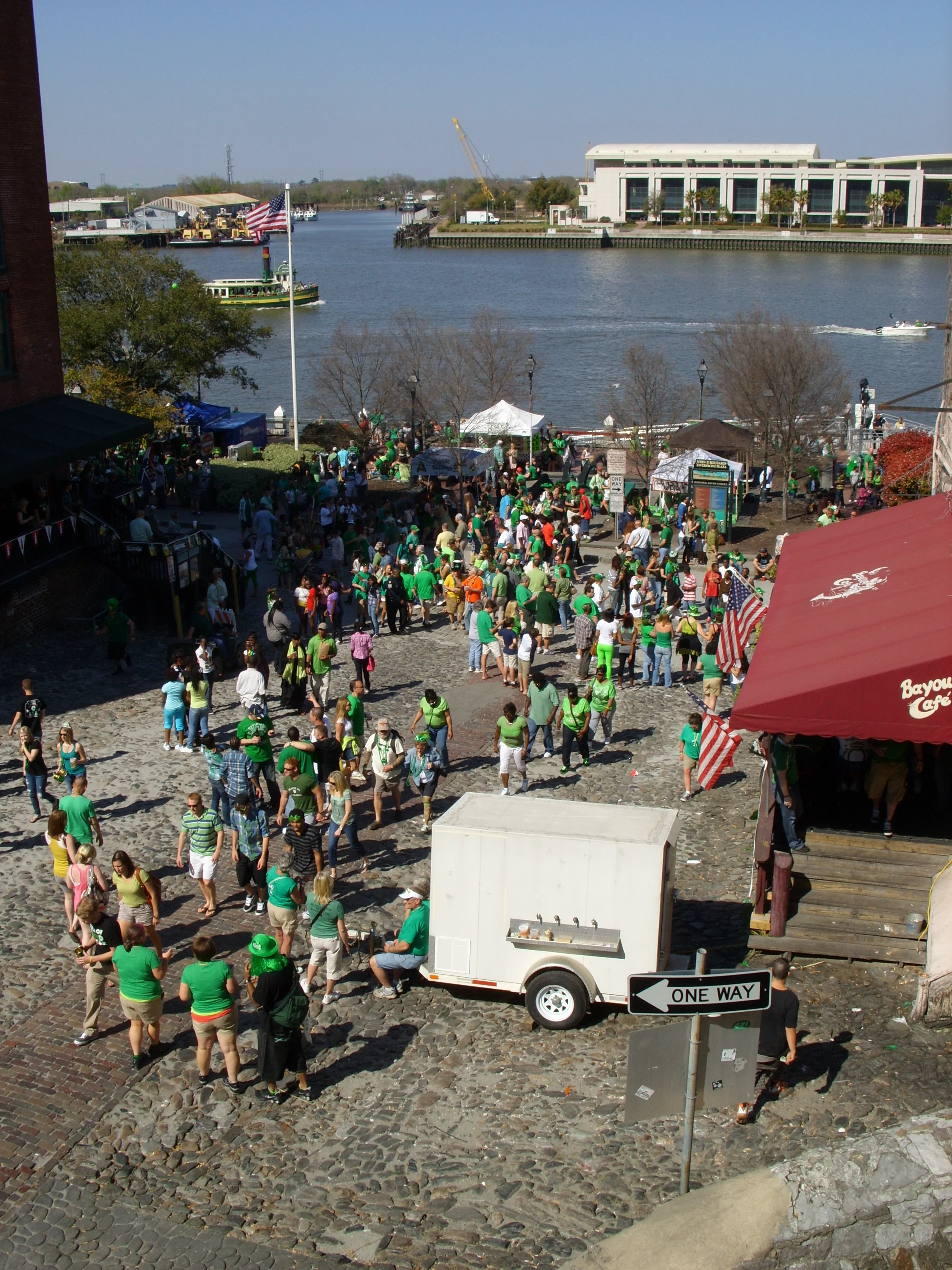 St. Patrick's Day festival crowd filling up River Street 