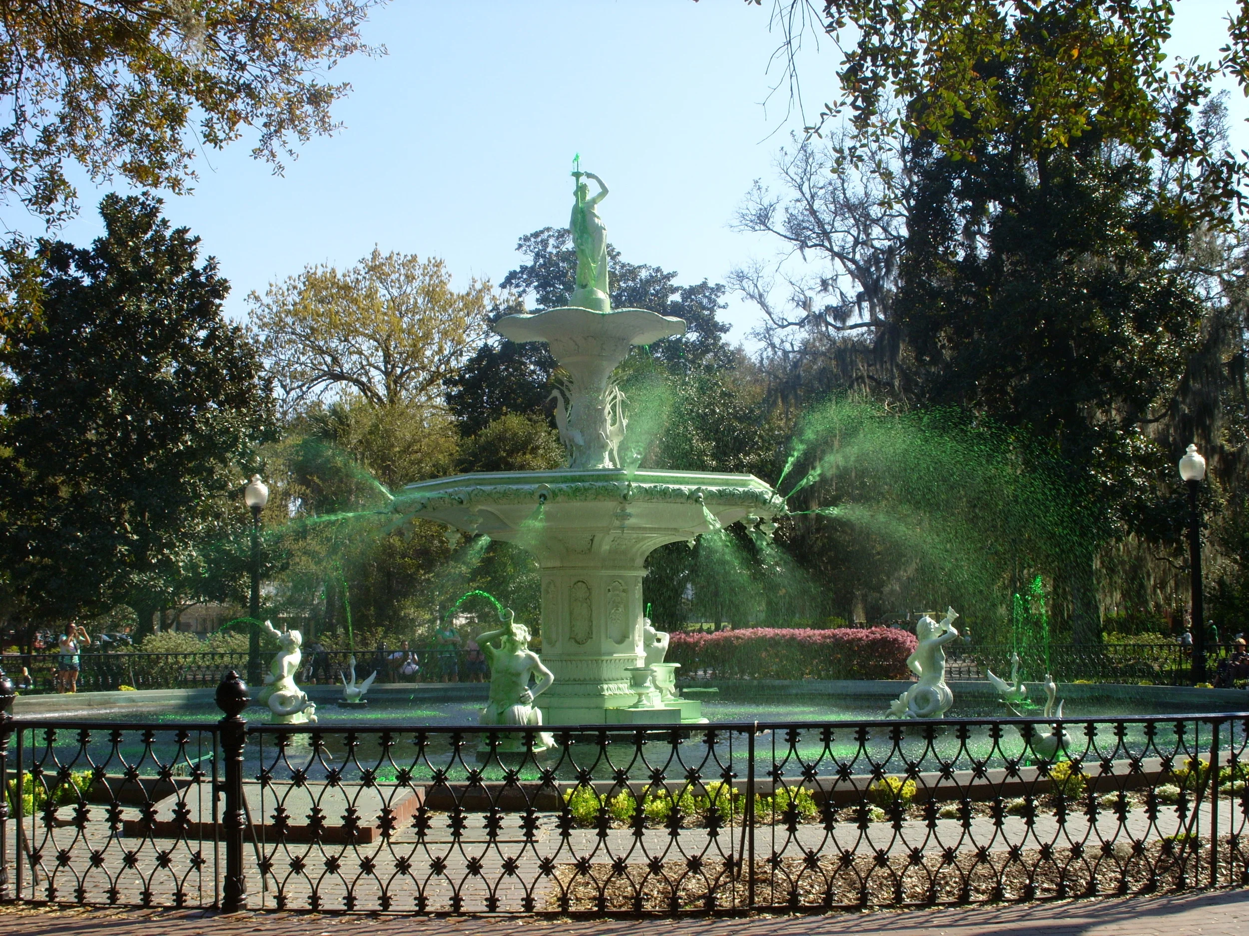  The Forsyth Park fountain dyed green for St. Patrick's Day 