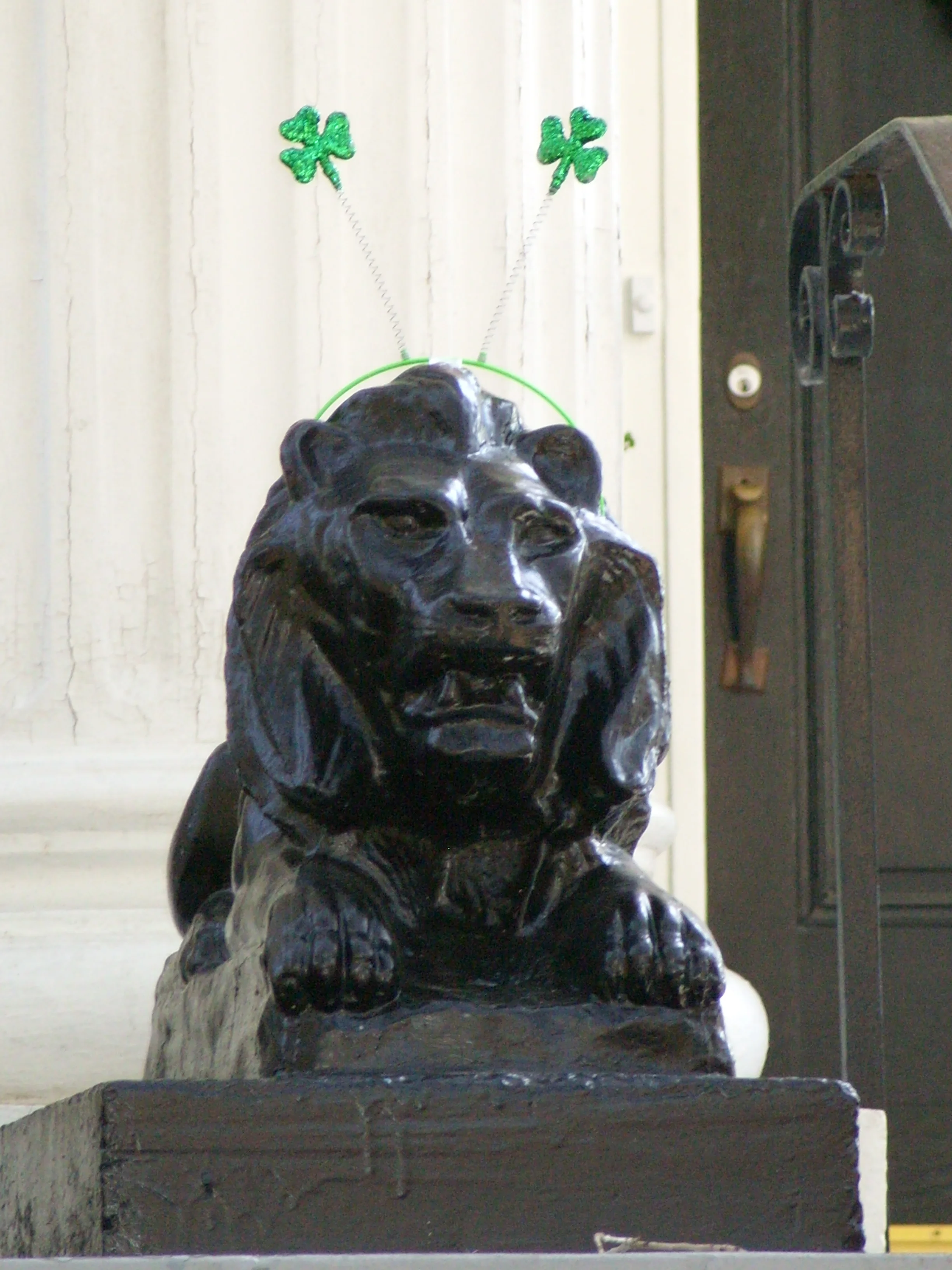  A lion all dressed up in front of a house on Washington Ave. 
