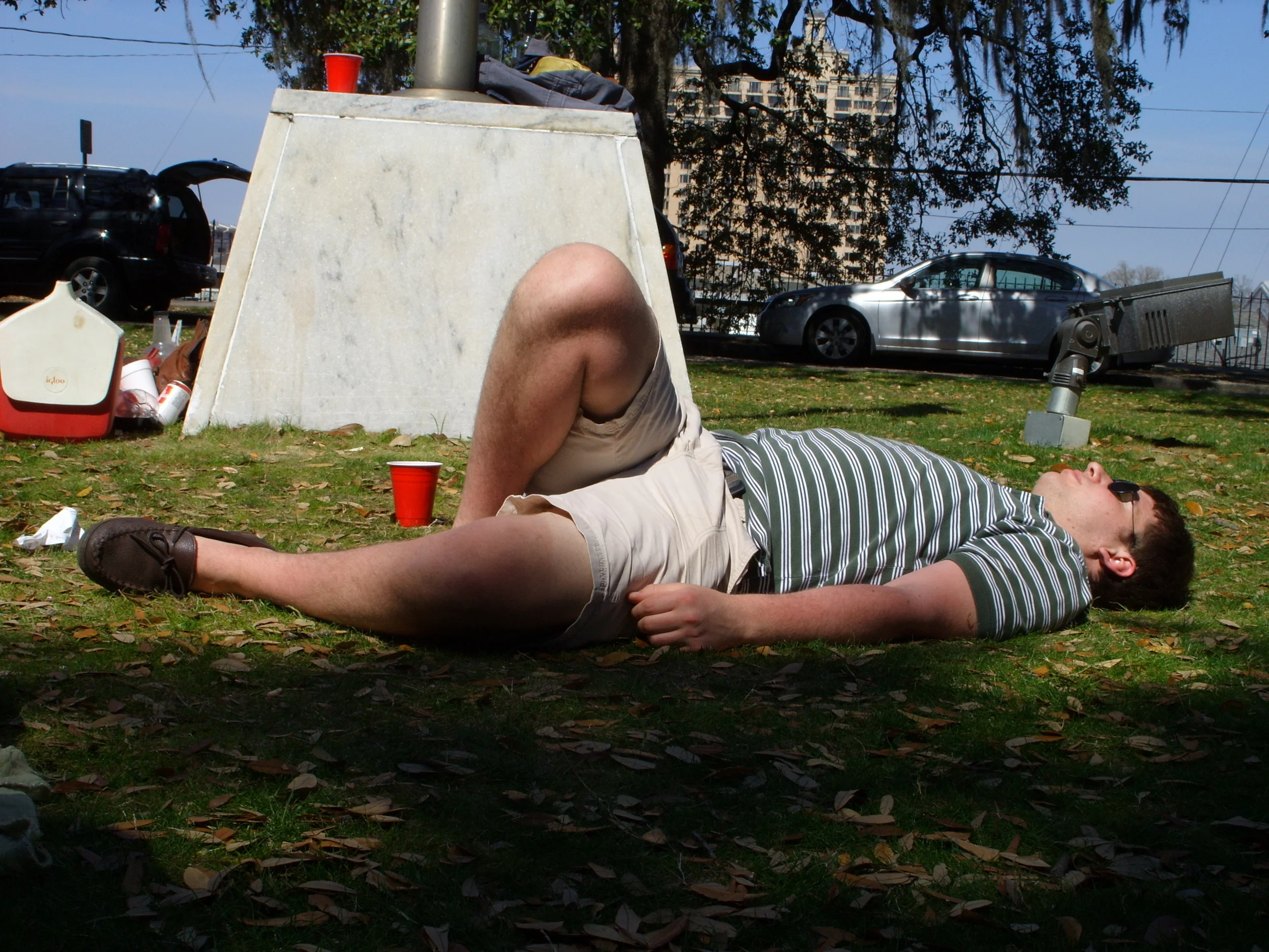  Someone who partied a little too hard and crashed in Emmet Park after the parade 