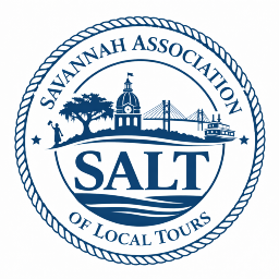 SALT's logo, depicting the Waving Girl, City Hall, the Talmadge Bridge, and a paddle boat