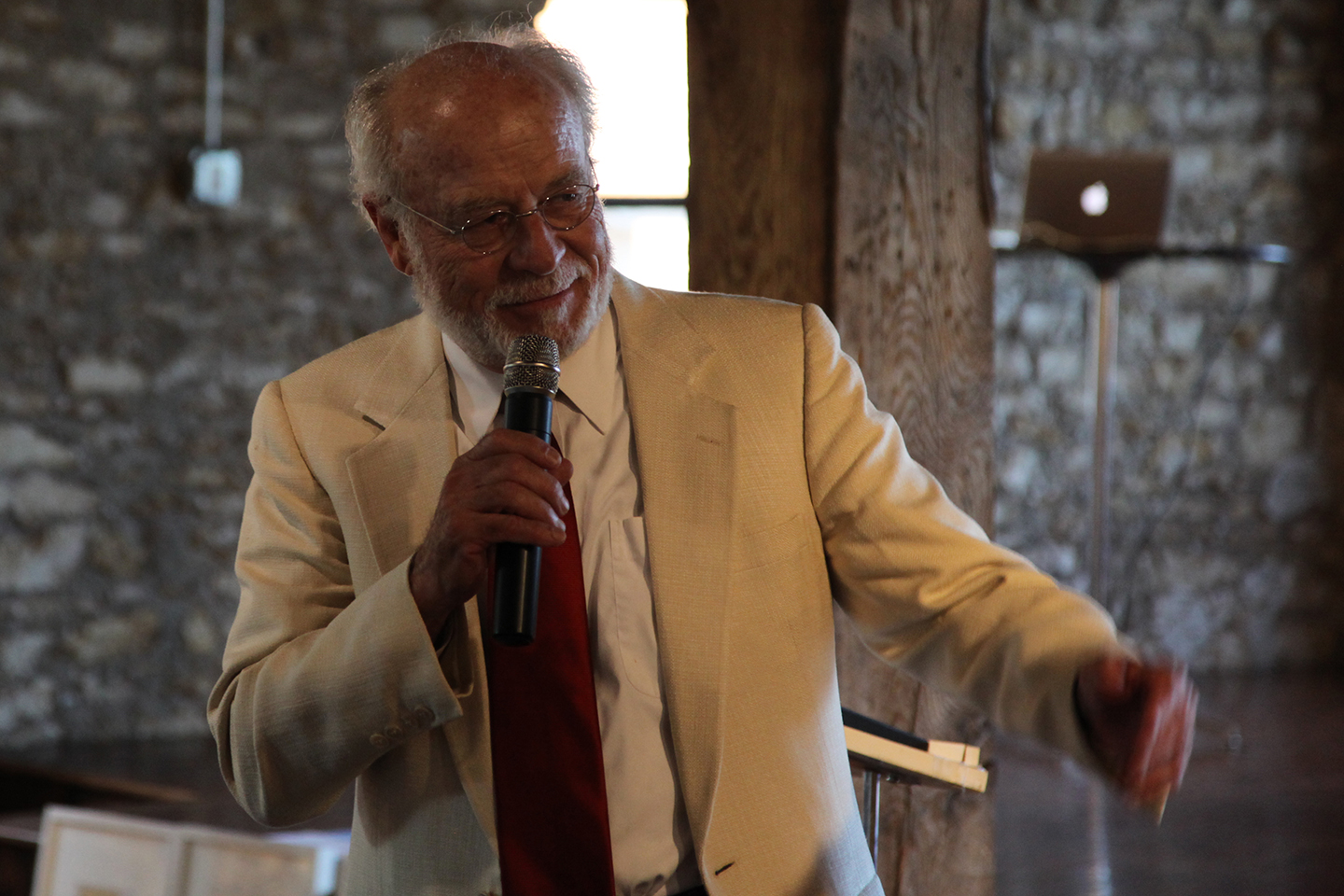 Dennis domer accepts a Preservation achievement award for his extensive work in the local preservation field.