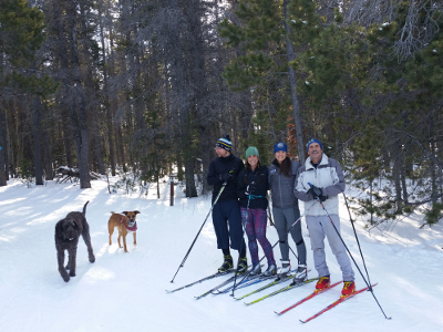 Anya got to skate ski with her Dad and Sister. Blue sky, and good company made the 10 degree temps and 40 mph winds tolerable and fun! Photo credit: Owen Gue (who was keeping the pace up in order to keep our lungs burning and toes warm)