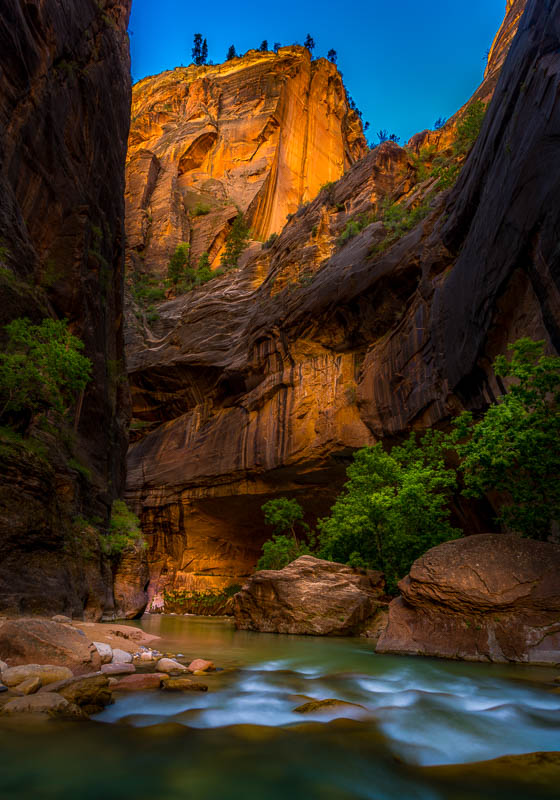 Glowing Mountain in the Narrows at Zion National Park