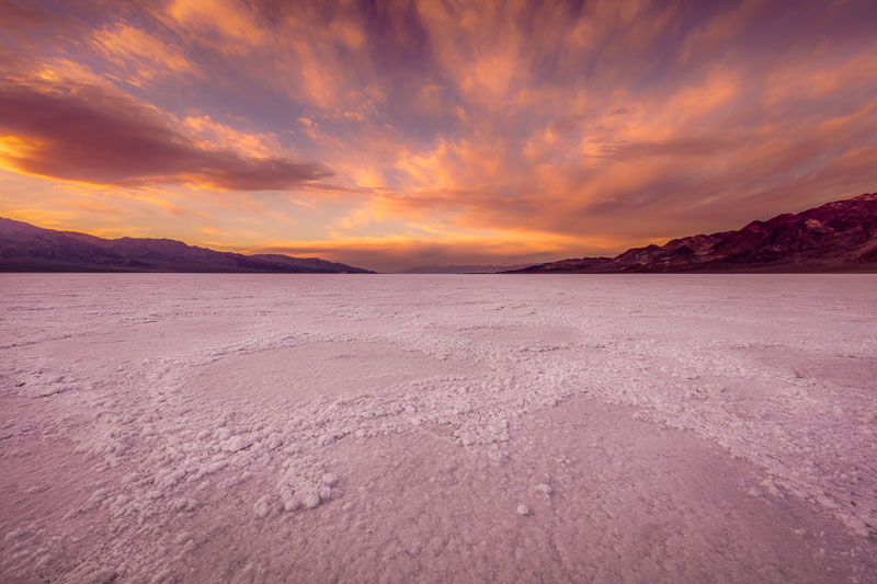 Sunset at Badwater Basin in Death Valley National Park