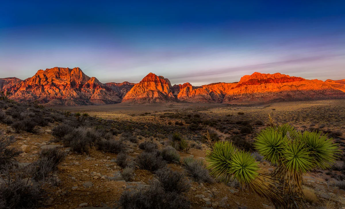 Golden Red Mountains at Red Rock