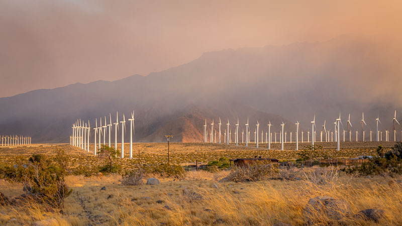 Wind turbines in Palm Springs, CA