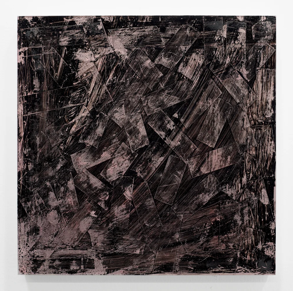 UNBROKEN 19 Study 2018 10" x 10" Scotch tape, plexiglass, india ink, glue and oil on wood panel