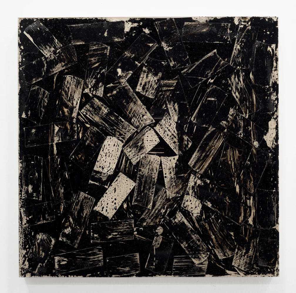 UNBROKEN 20 Study 2018 10" x 10" Scotch tape, plexiglass, india ink, glue and oil on wood panel