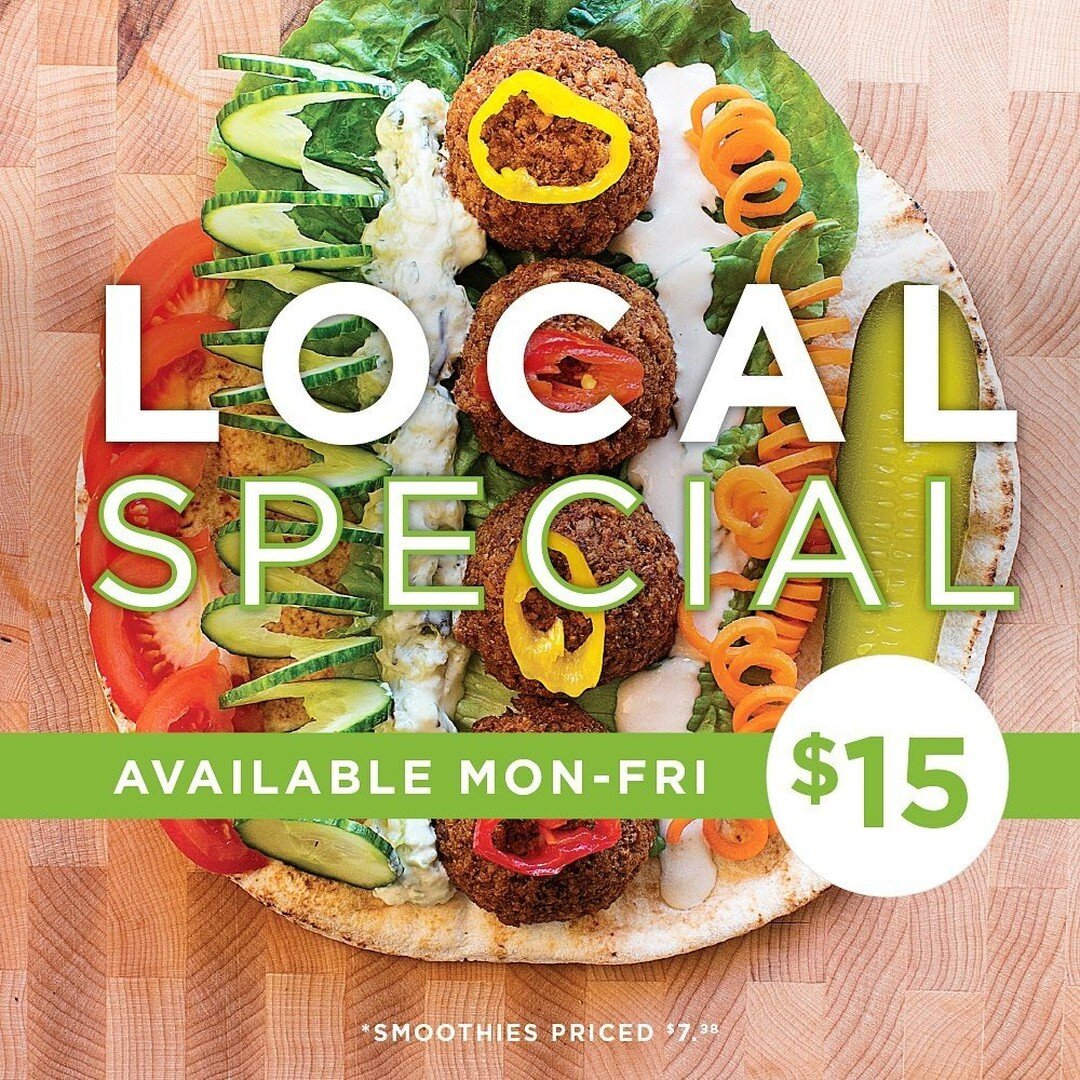 ✨LOCAL SPECIAL✨

Enjoy an awesome lunch from @mountainjuicecafe. Choose from any of our 4 made in cafe Pitas &amp; add a Regular Priced Smoothie for $15. Available Monday, Thursday &amp; Friday. 

** Note we are closed Tuesday &amp; Wednesday.

Winte