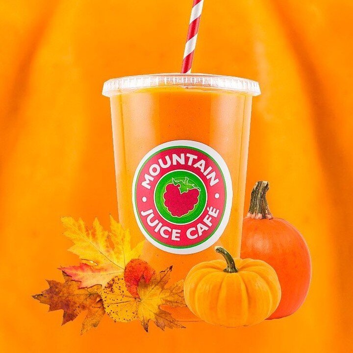 Soon serving our Fall Favourites! 🧡

We are excited to be soon welcoming back our fall sips @mountainjuicecafe 

Pumpkin Pie Smoothie &amp; Steamed Apple Cinnamon Warm-Up.

Fall in love with fall. 🍂🍁
.
.
.
#pumpkinpiesmoothie #pps #fallfavs #falls