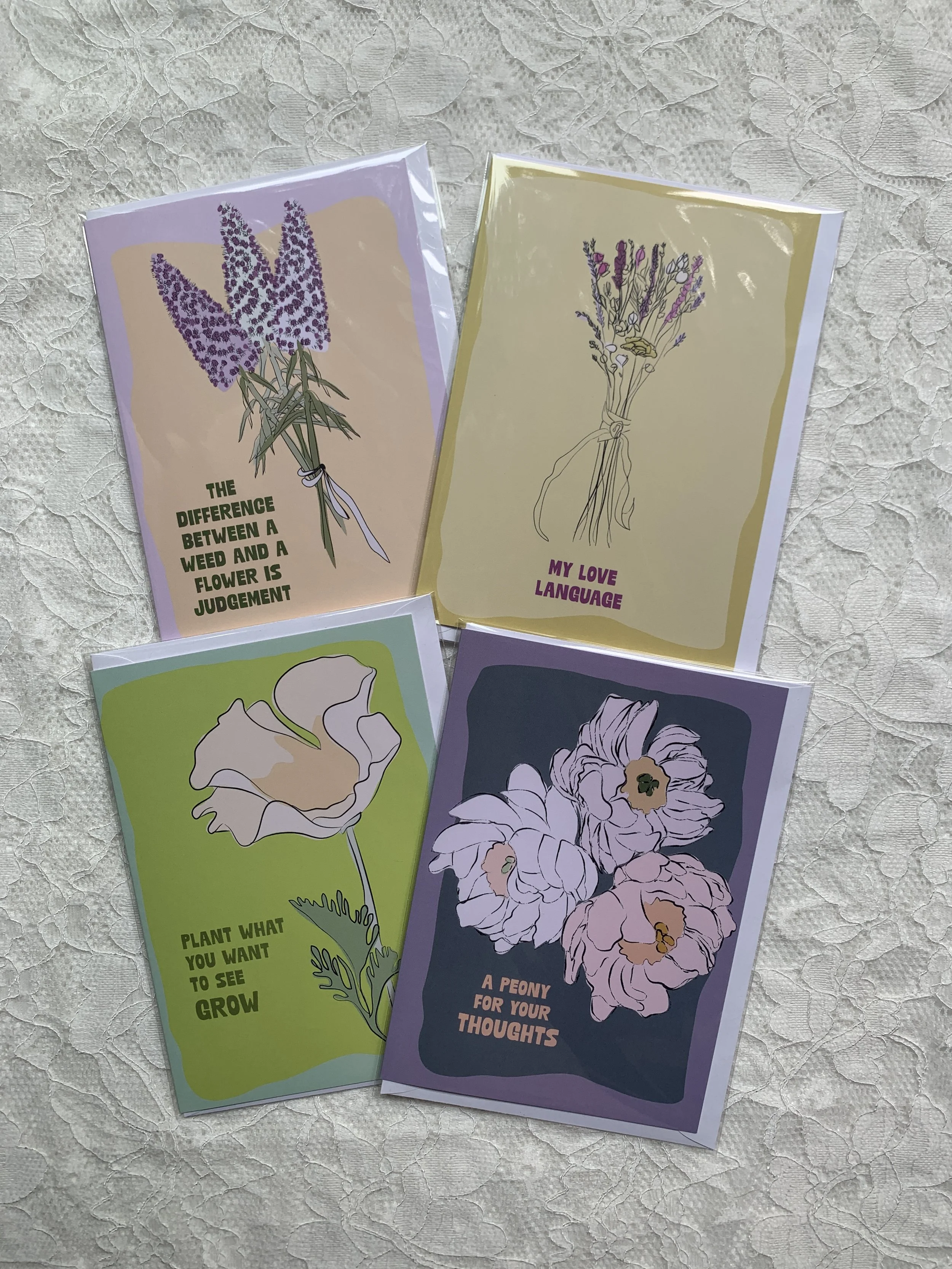 "Flowers" Set (4 Cards)