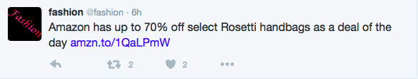 Having a photo of a Rosetti handbag would draw people to click on the link. 70% is a lot! 