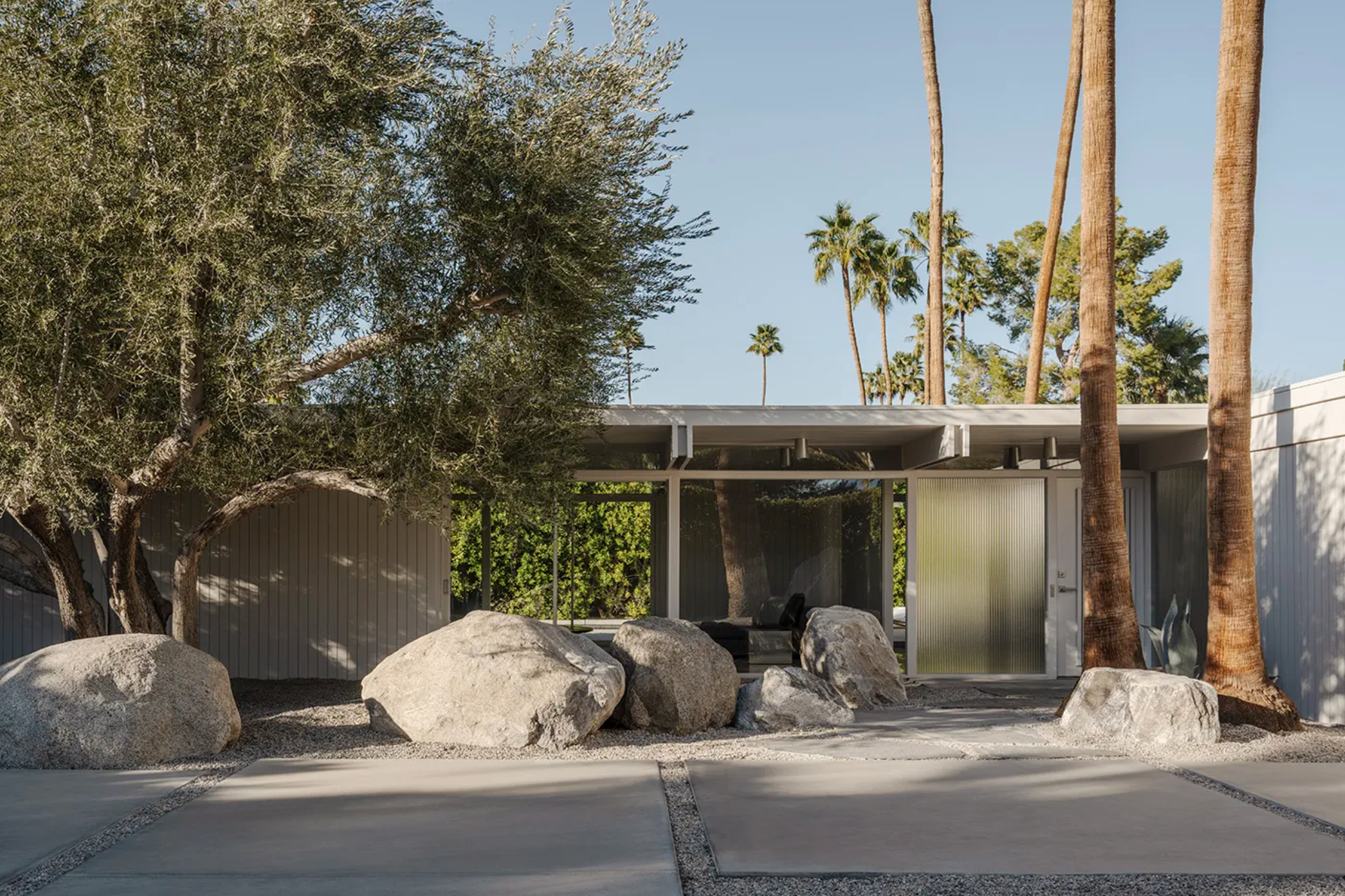 Wexler house entrance with rocks
