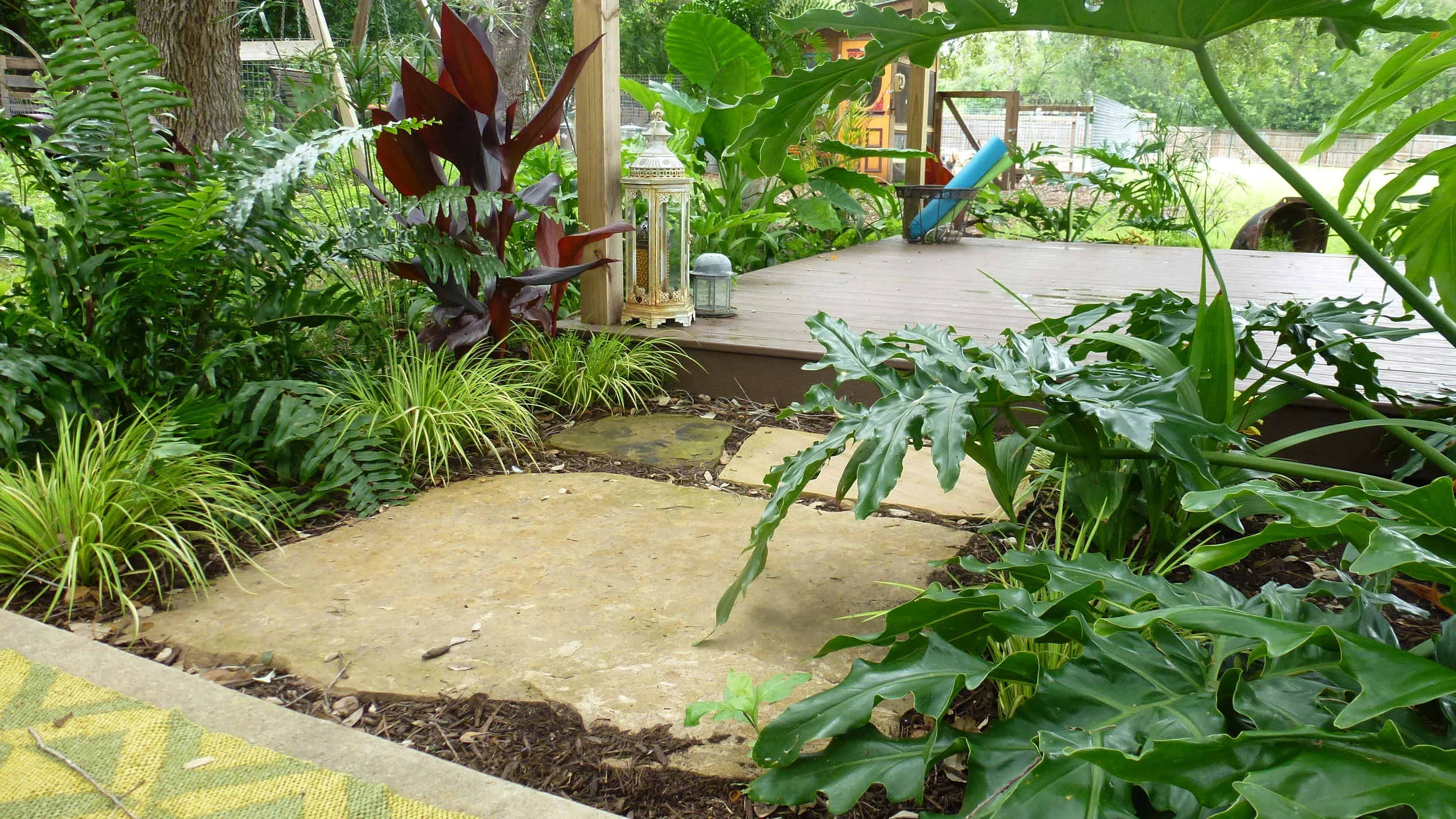 Path leading to the yoga deck from the garden.