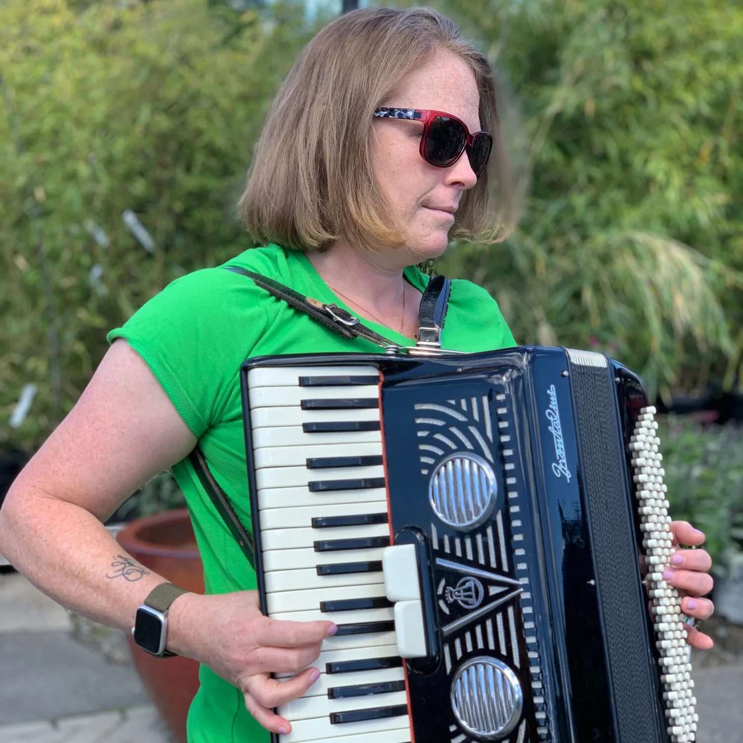 Tyson playing accordion