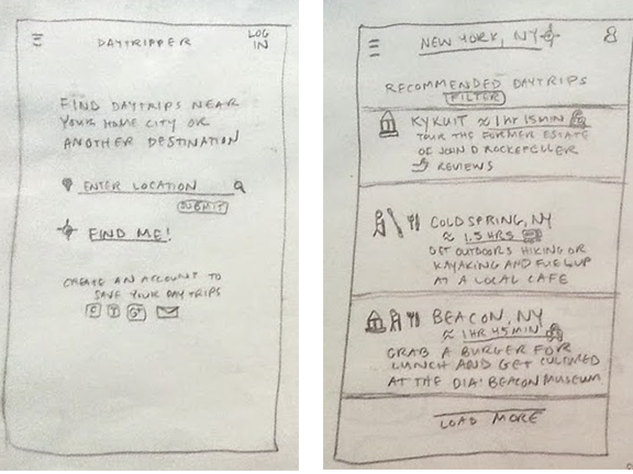 Competitive Analysis Although competitors provided broad information about a destination or offered the ability to find and book specialized tours, they didn’t provide users with specific information about day trips that they could organize on their own. Target Audience Users are locals looking for day trips from their home cities or travelers with extra time seeking a day trip outside of their primary destination. Usability Testing Two rounds of usability testing evolved the app experience into one that users felt offered great value, especially with the feature that allowed users to buy tickets ahead of time and store them in the app. Users also expressed that more destination information was needed, and in a clearer format. 