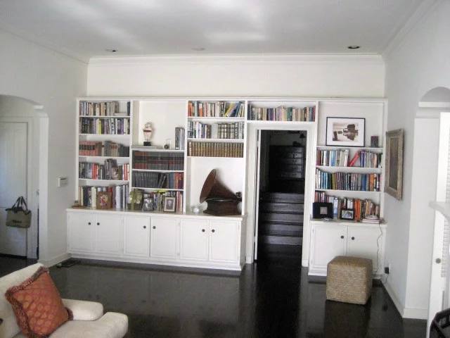 BEFORE - Living Room - Bookcases/Hallway view