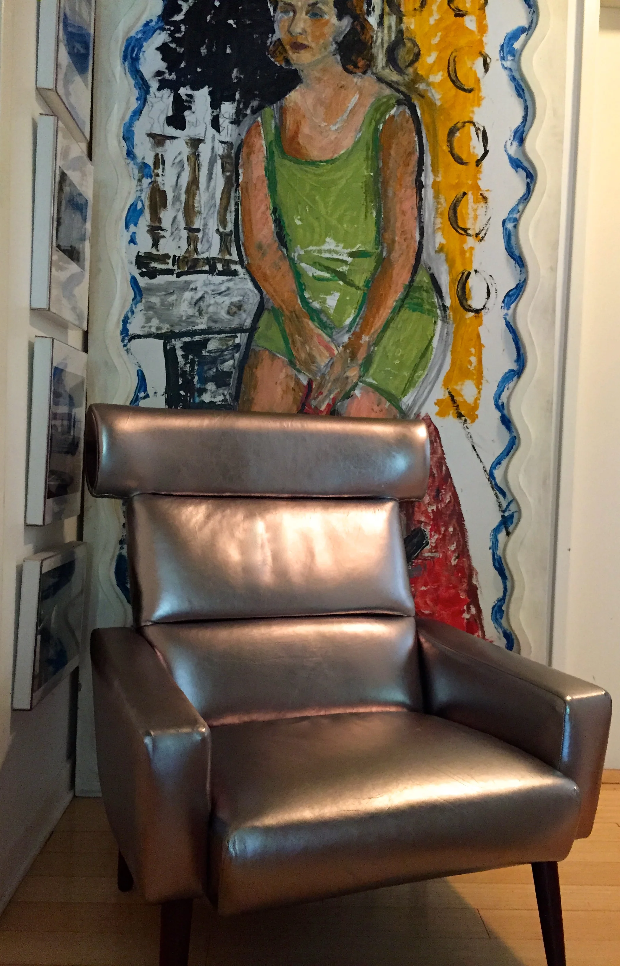 MID-CENTURY DANISH chair with Silver Leather