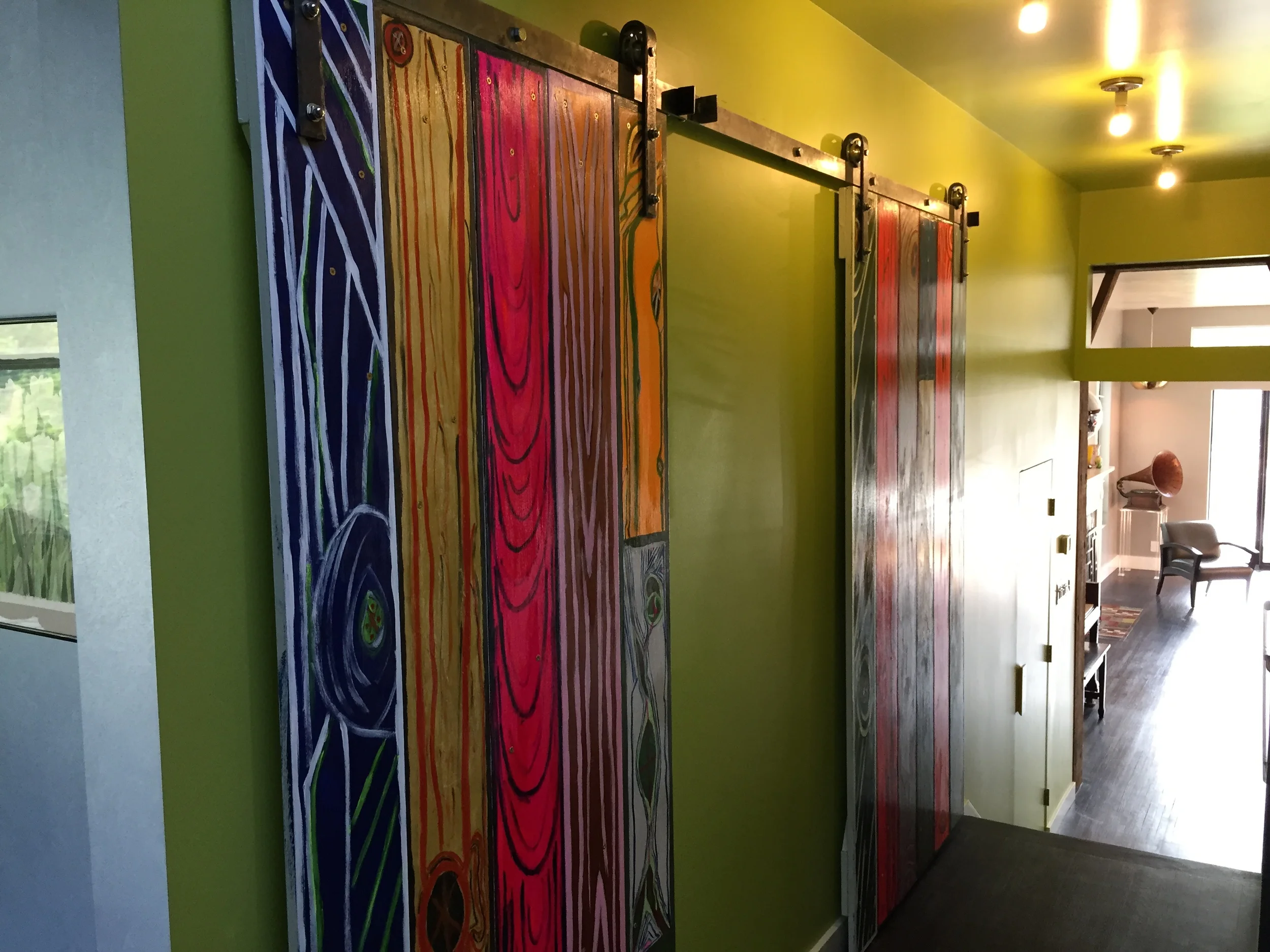 CUSTOM BARN DOORS #1 + #2 - down the hallway