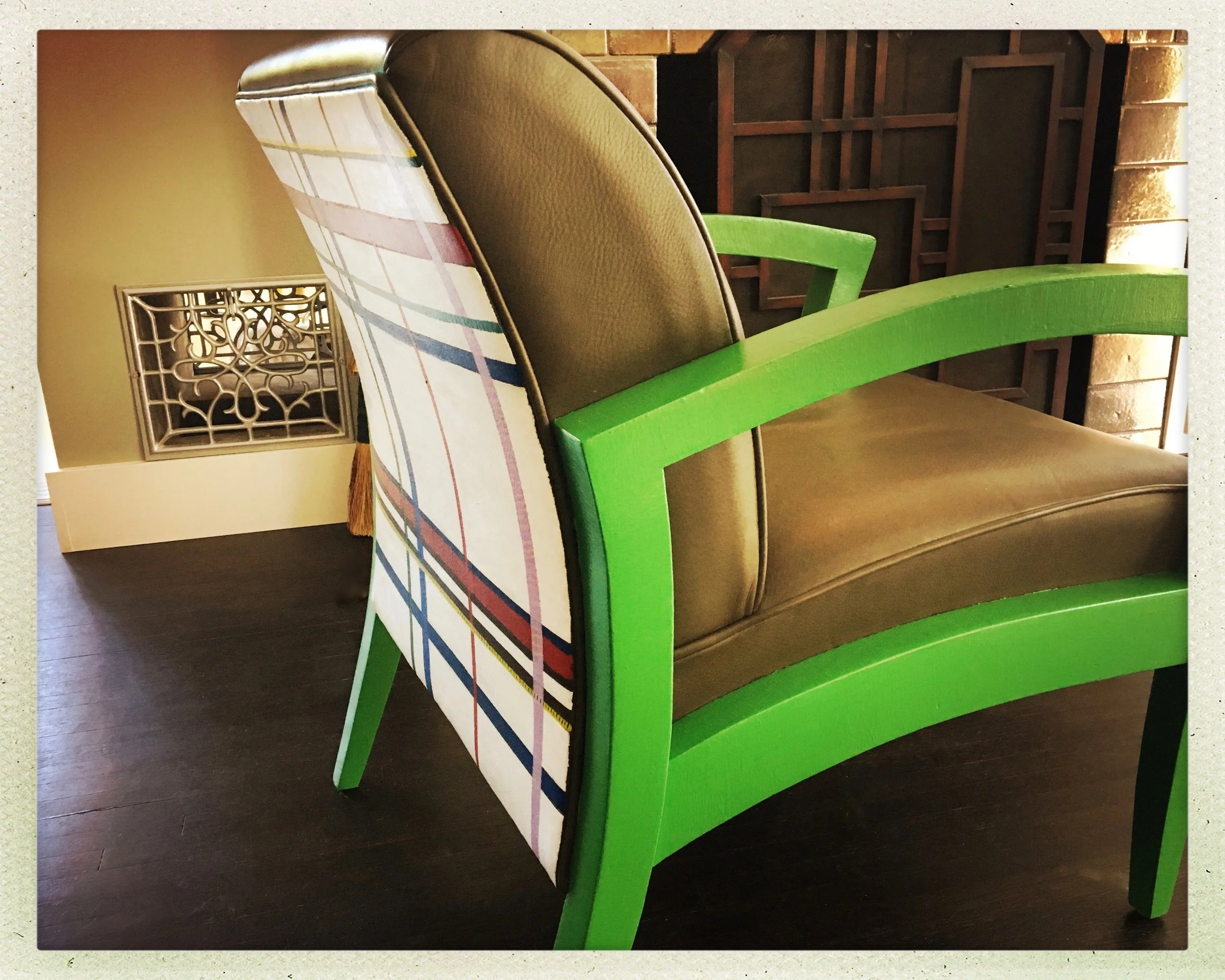 HAND-PAINTED leather chair