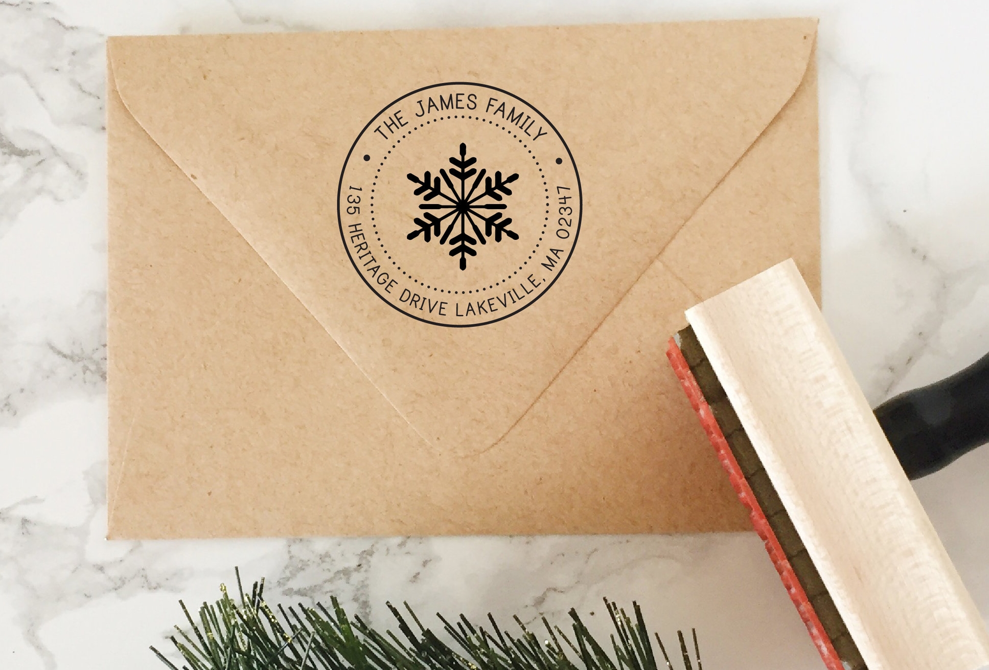 Snowflake Address Stamp by Hello World Paper Co.