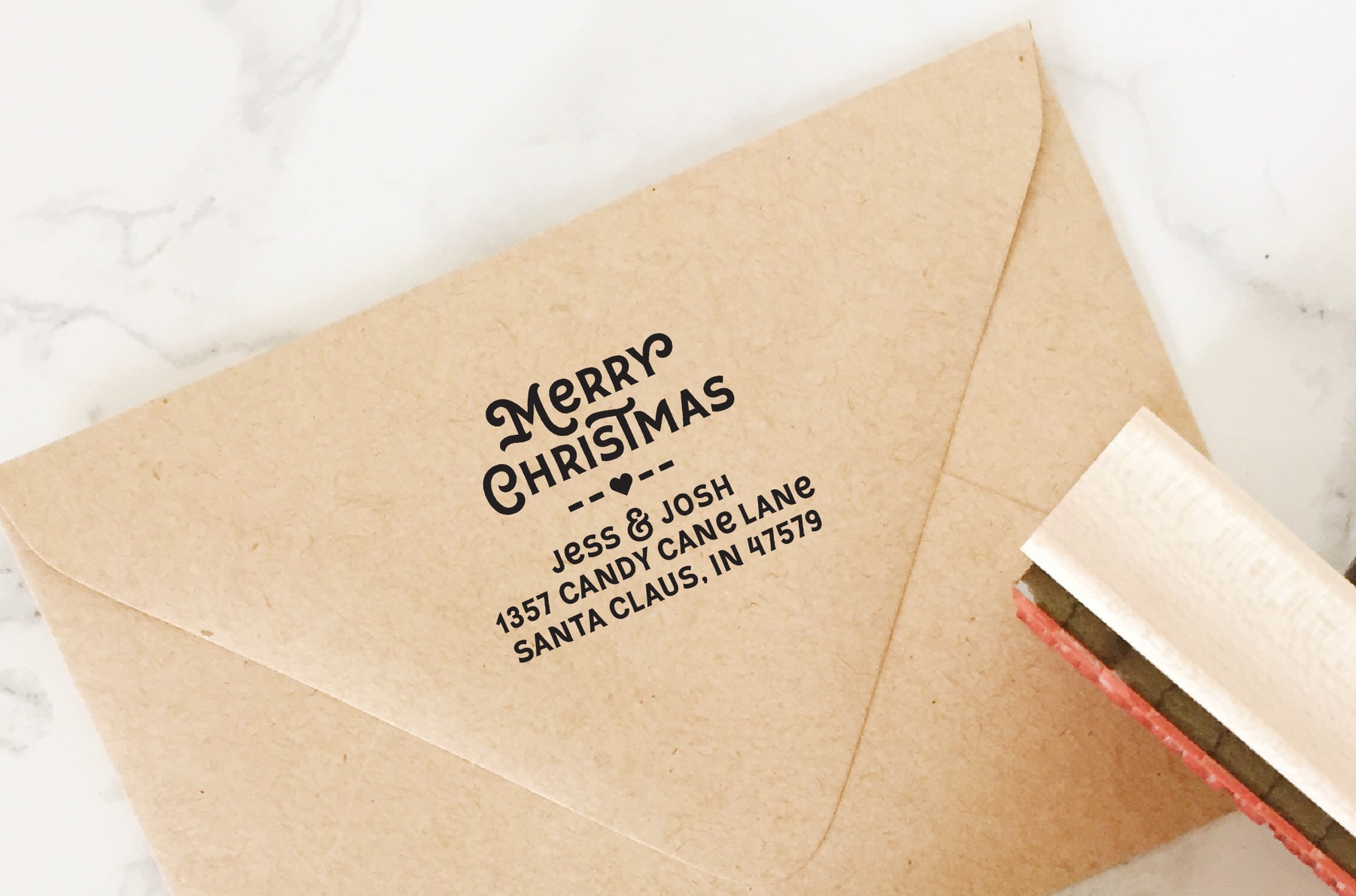 Merry Christmas Address Stamp by Hello World Paper Co. & Stamps