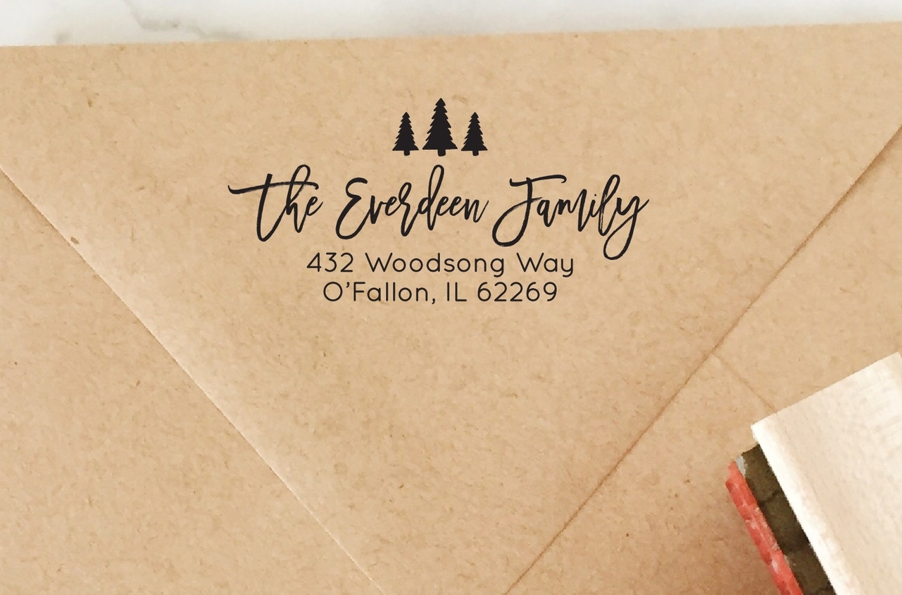 Pine Tree Address Stamp by Hello World Paper Co. & Stamps