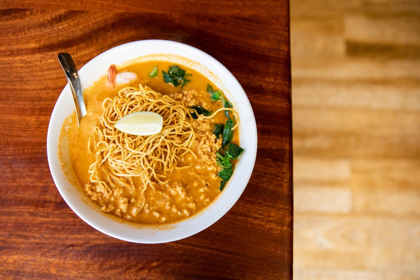 Tom-Kha Noodle Soup: Crispy &amp; steamed egg noodle in spicy and sour coconut Tom-Yum broth.

TO-GO / Delivery / Dinning
11A &ndash; Close

Web: www.thaipeacockpdx.com

#thaipeacock #thaipeacockpdx #pdxdining #eeeeeats #portlandfood #thaifood #pdxea