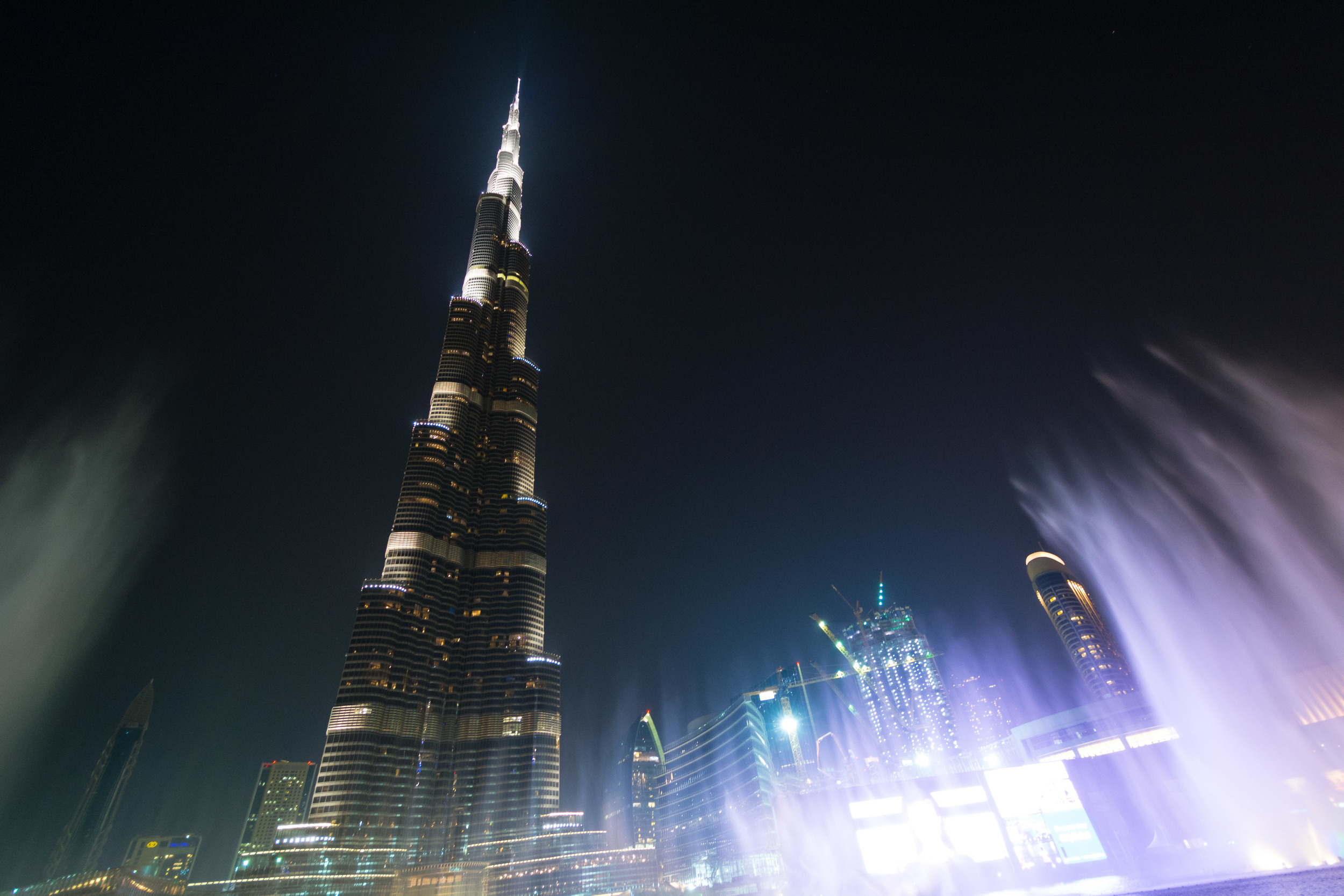 The fountains in front of the Burj Khalifa in Dubai