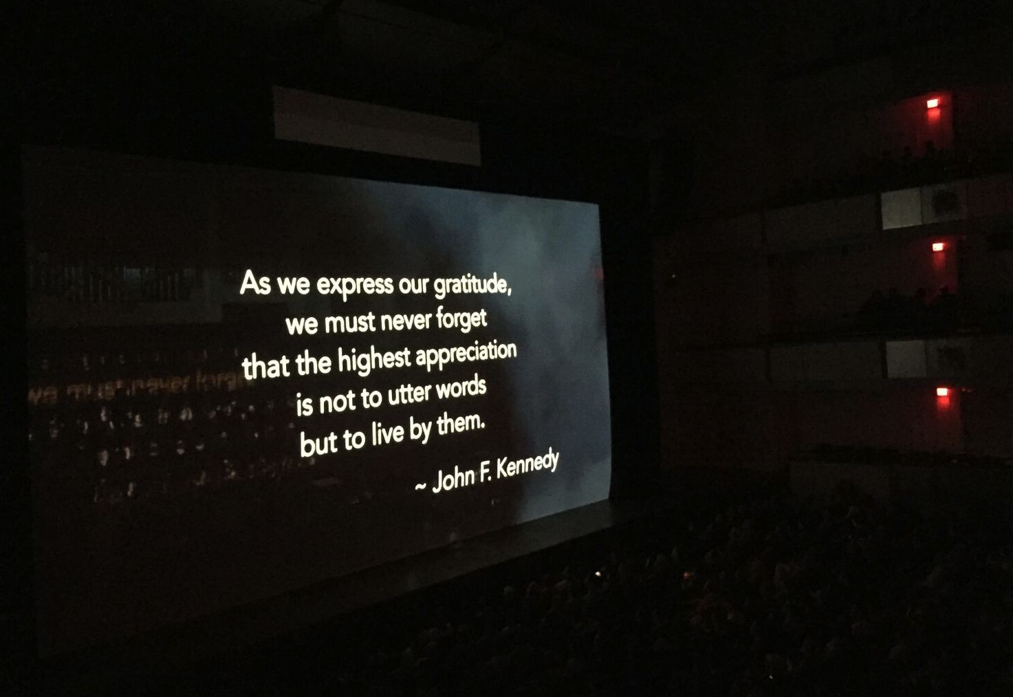 Legacy was screened at the Kennedy Center Concert Hall (JFK Centennial Celebration, May 25, 2017) prior to a performance of The Hubble Cantada .
