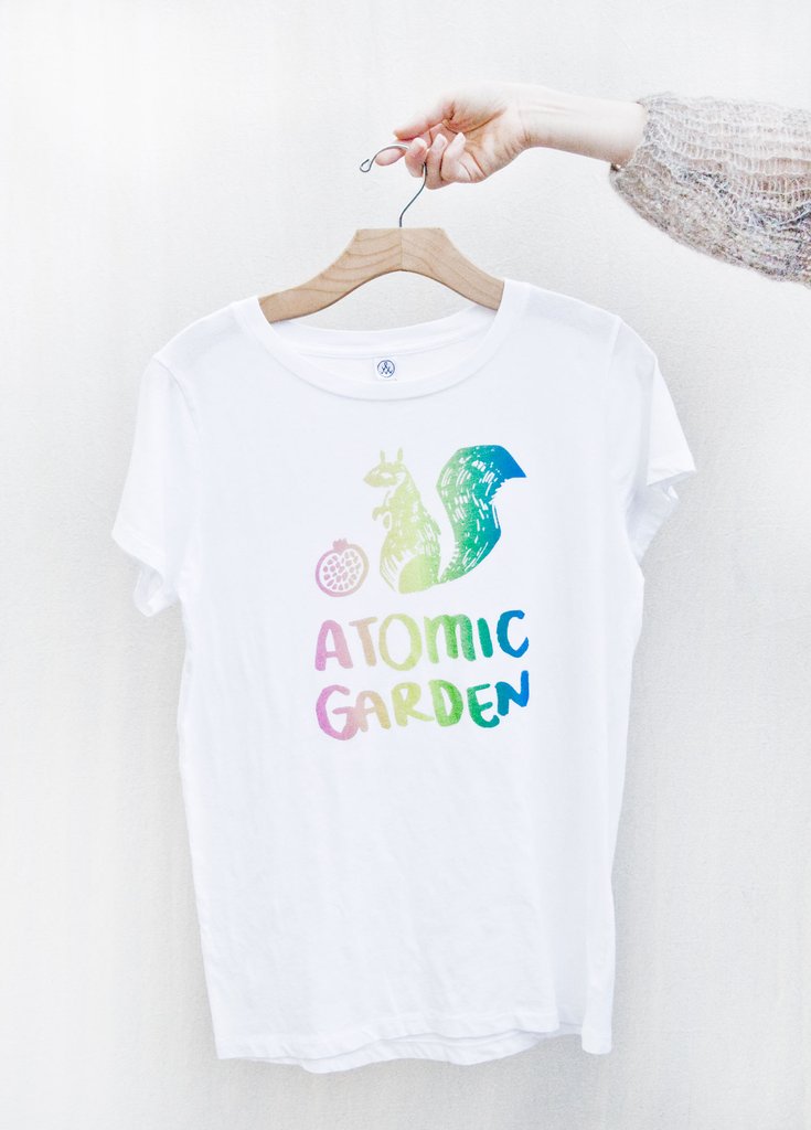   Hand-illustrated shirt graphic for Atomic Garden  