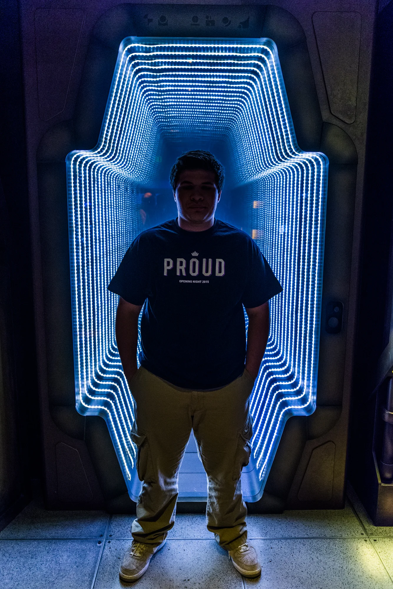 My son in front of an infinity window at the EMP museum in Seattle, Washington #sacramentoproud.