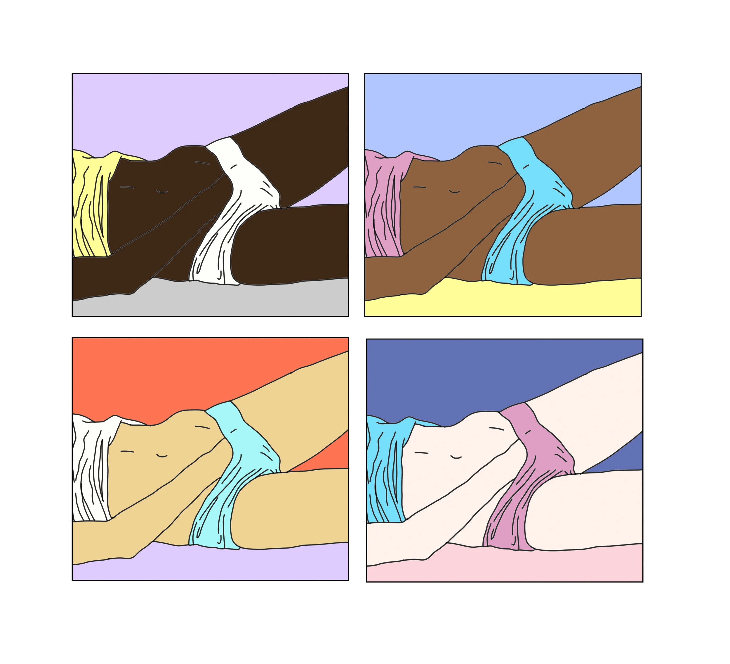 Touch (tile), digital line drawing, 2017