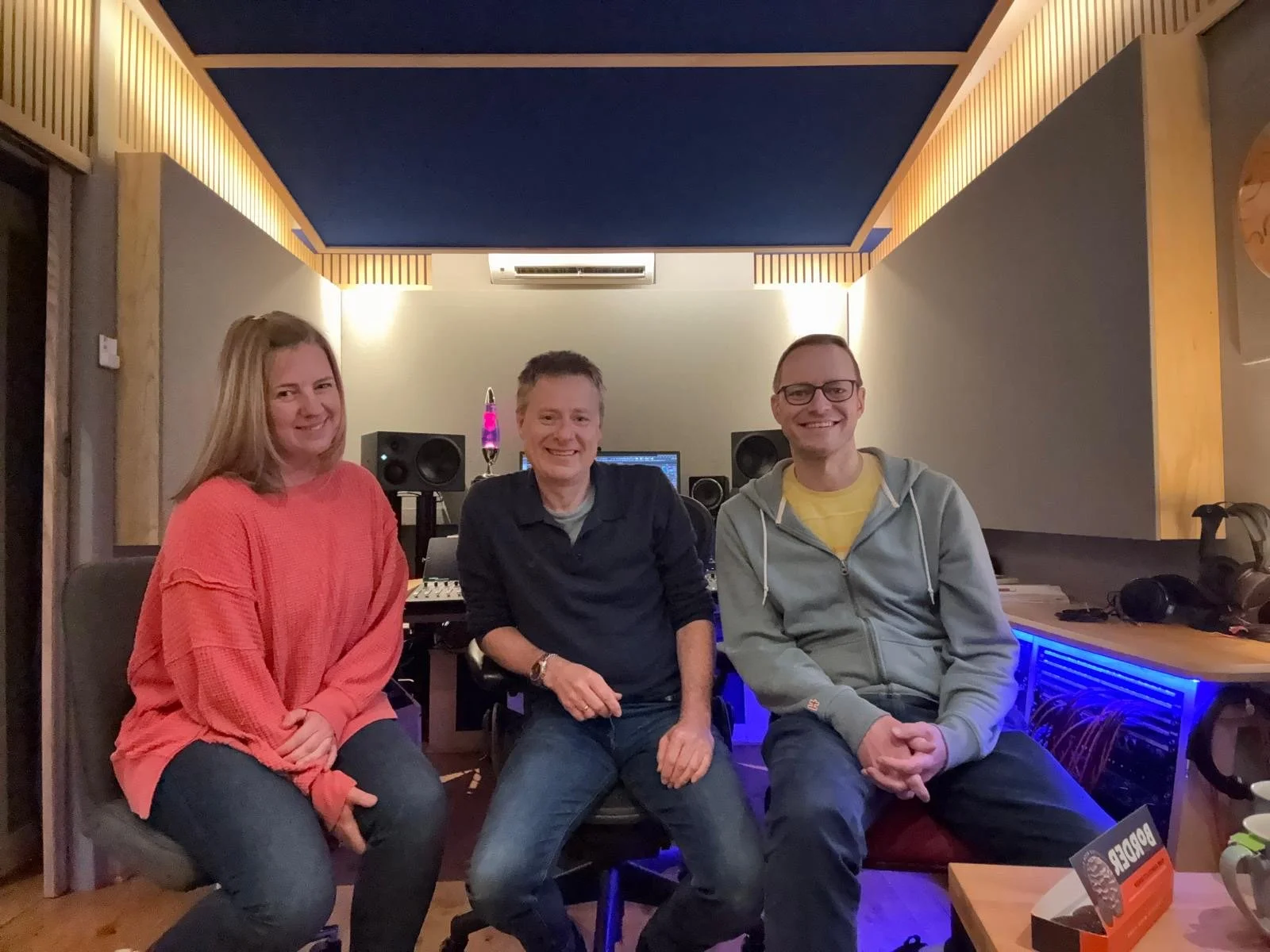 Joy Ellis, Andrew Tulloch and Adam Osmianski working on Joy's new album 'One Hundred Years'