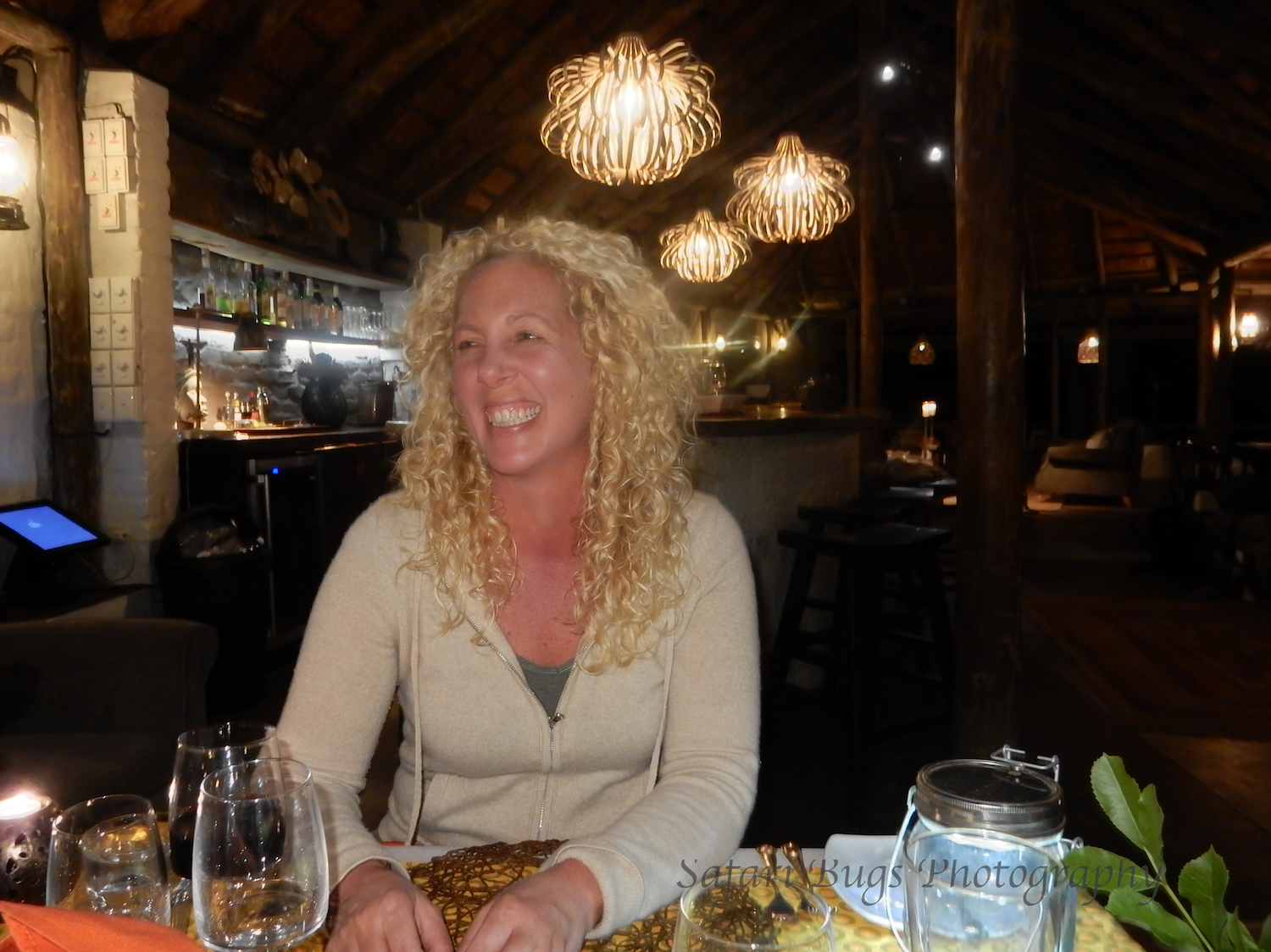 Jen on safari working up a need for that massage at the Fours Seasons Hotel the Westcliff.