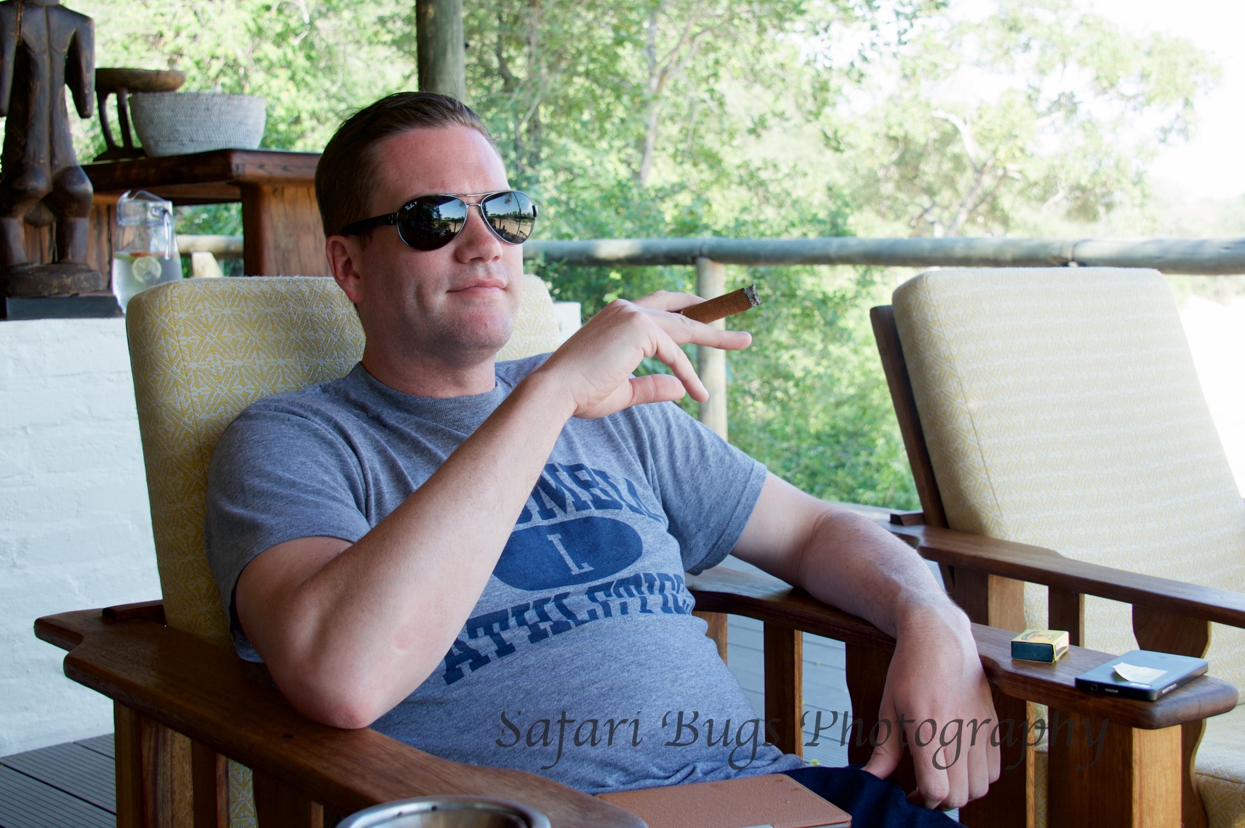 Enjoying a Cuban Cigar on the Deck