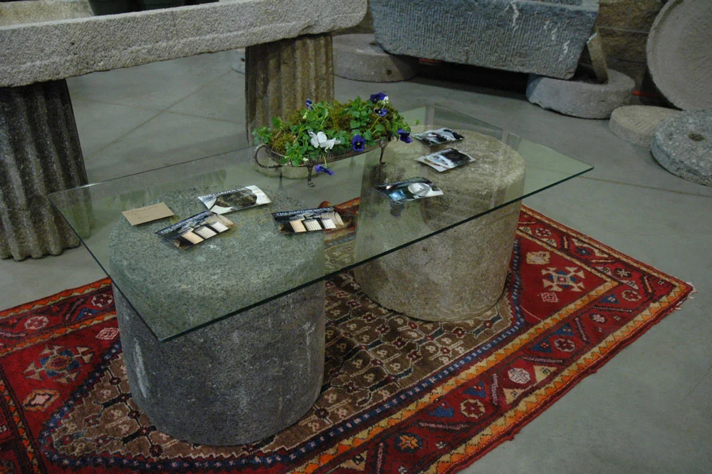 coffee table created from asian roller stones.jpg