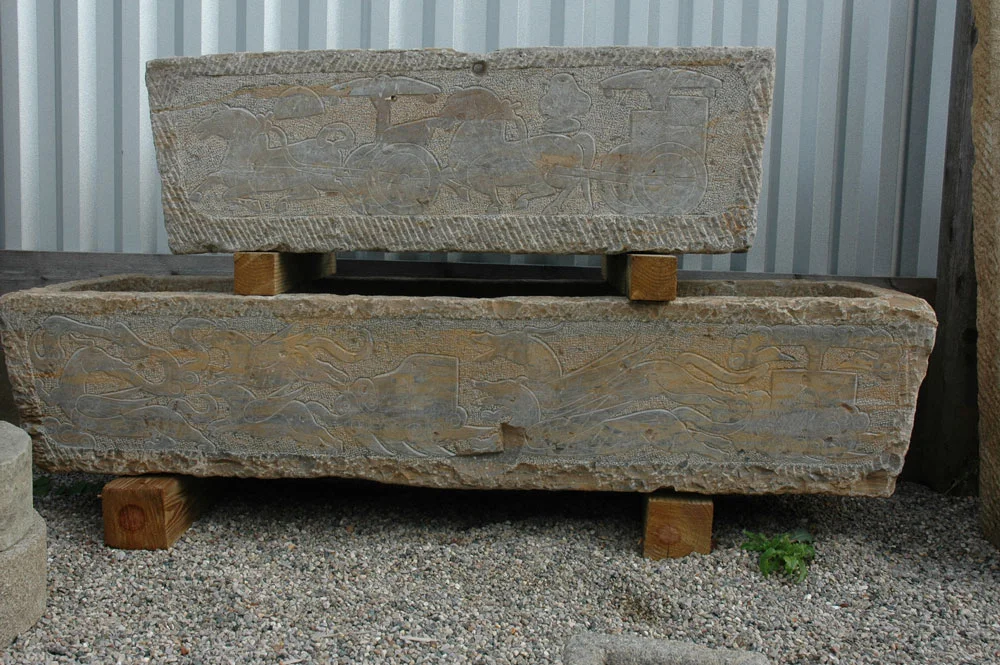 Antique Asian Engraved Trough 79 X 26.5 X 17 T26